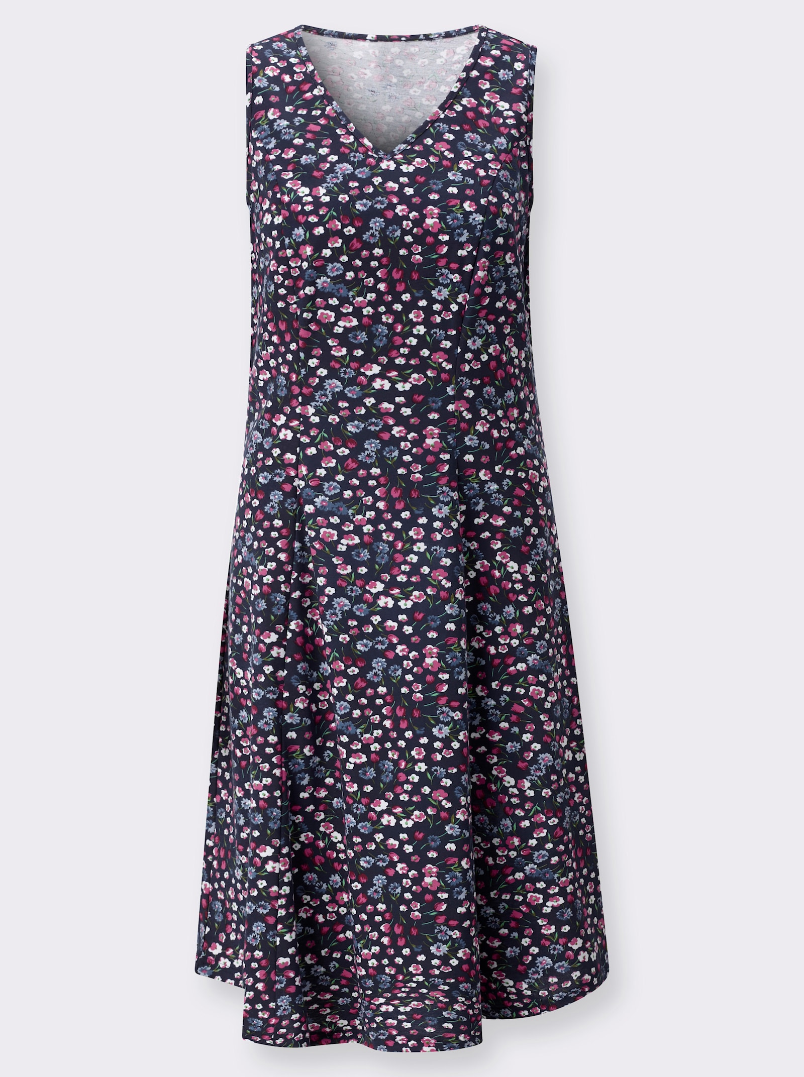 Sommerkleid im Millefleurs-Dessin - marine-fuchsia-bedruckt