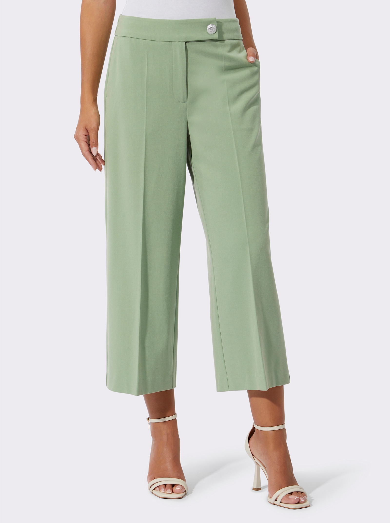 Stoffhose mit Zier-Taschen hinten - eucalyptus