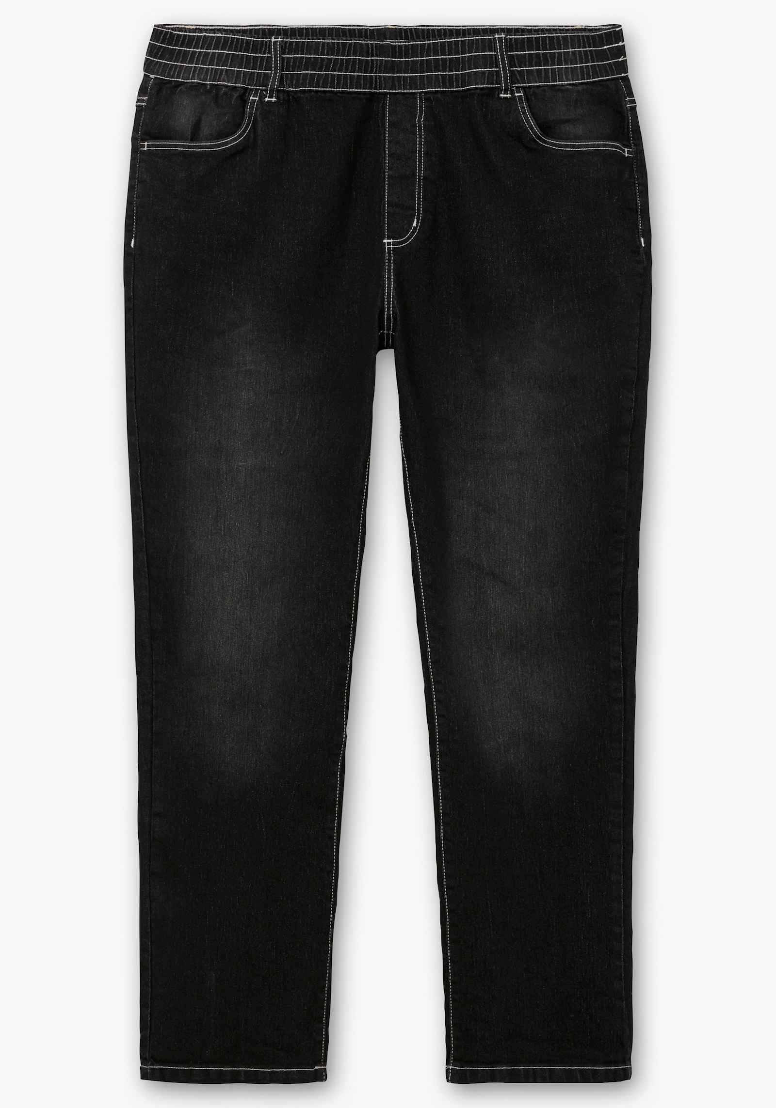 High-waist-Jeans mit hohem Rundum-Dehnbund - black-denim