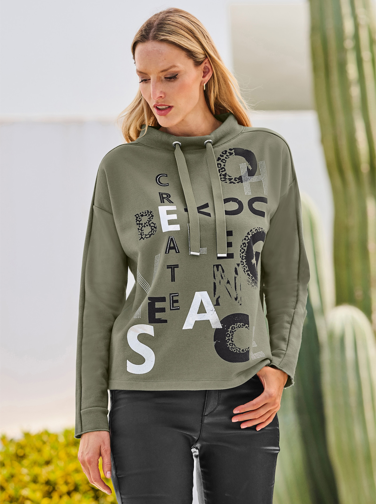 heine Sweatshirt mit Lettering-Print - khaki