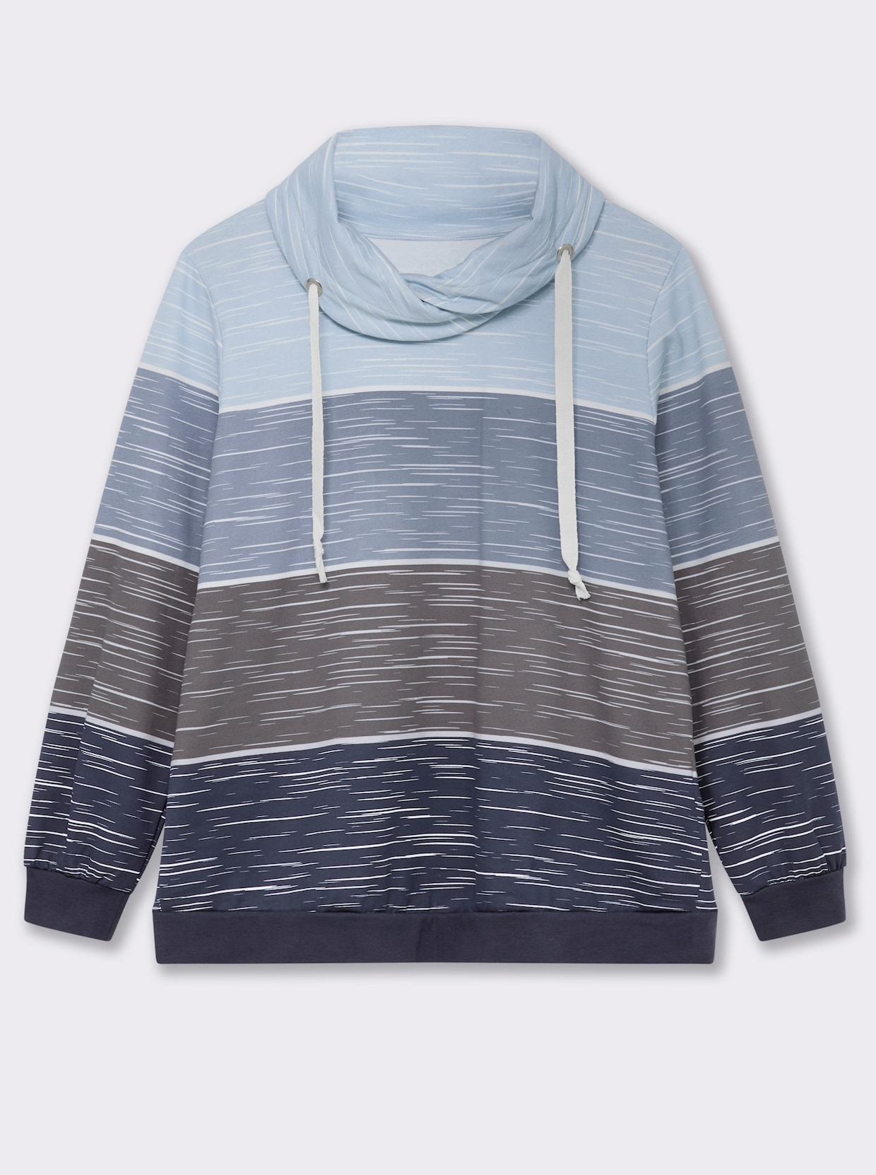 Sweatshirt mit überlappendem Rollkragen - marine-hellblau-bedruckt