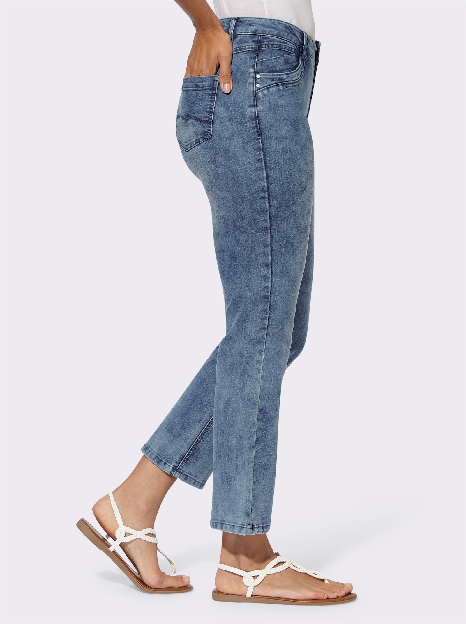 7/8-Jeans in 5-Pocket-Form - blue-stone-washed