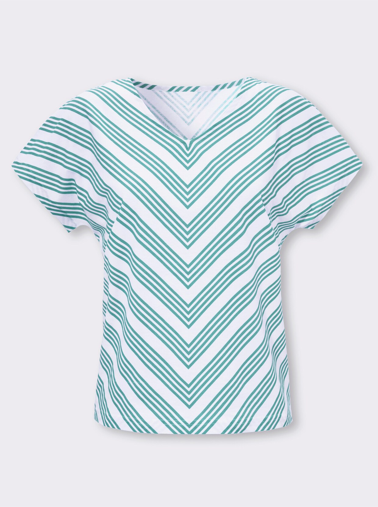 T-shirt - salie/wit gestreept