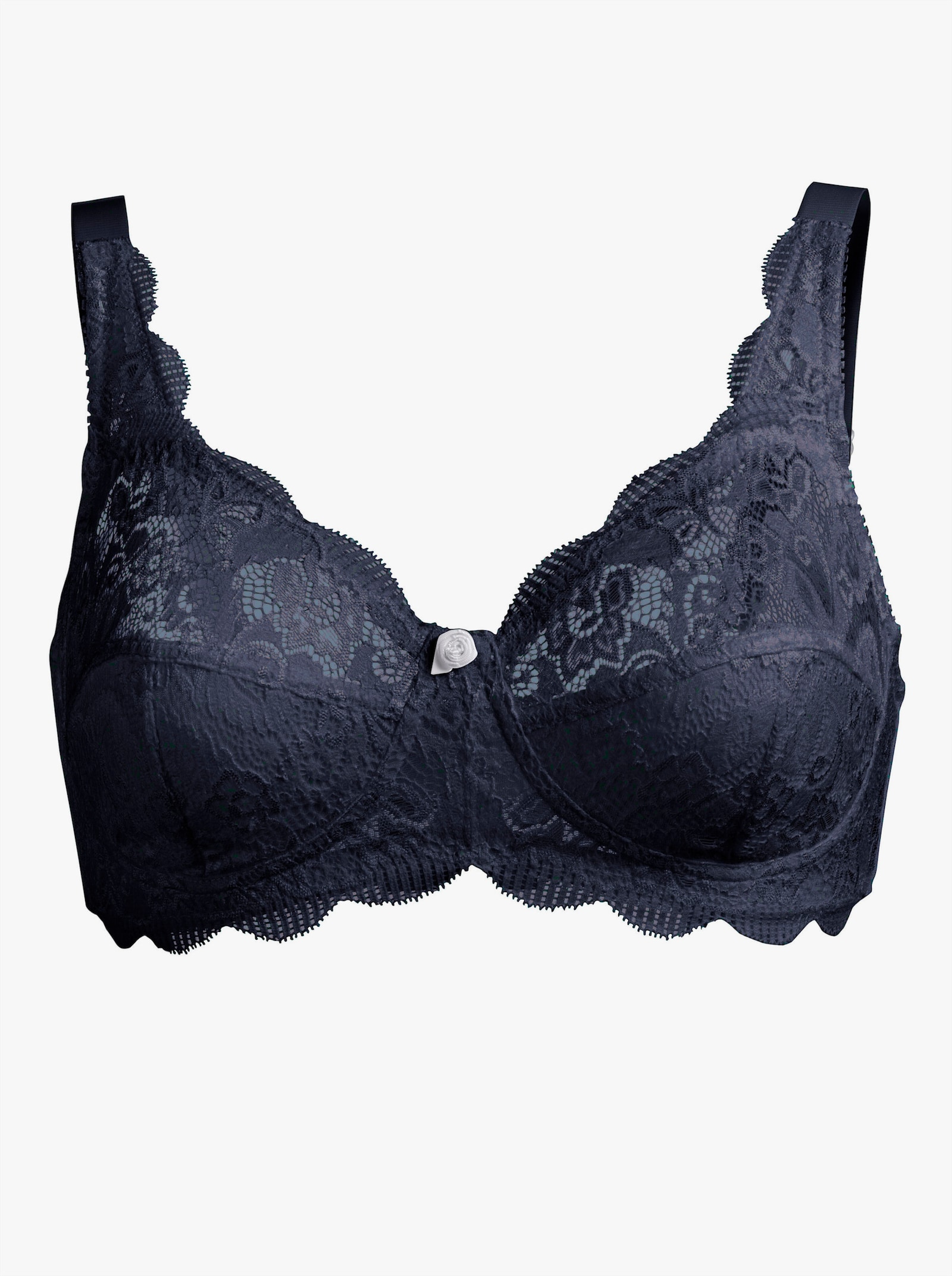 Susa BH ohne Bügel aus elastischer Spitze - weiß + marine