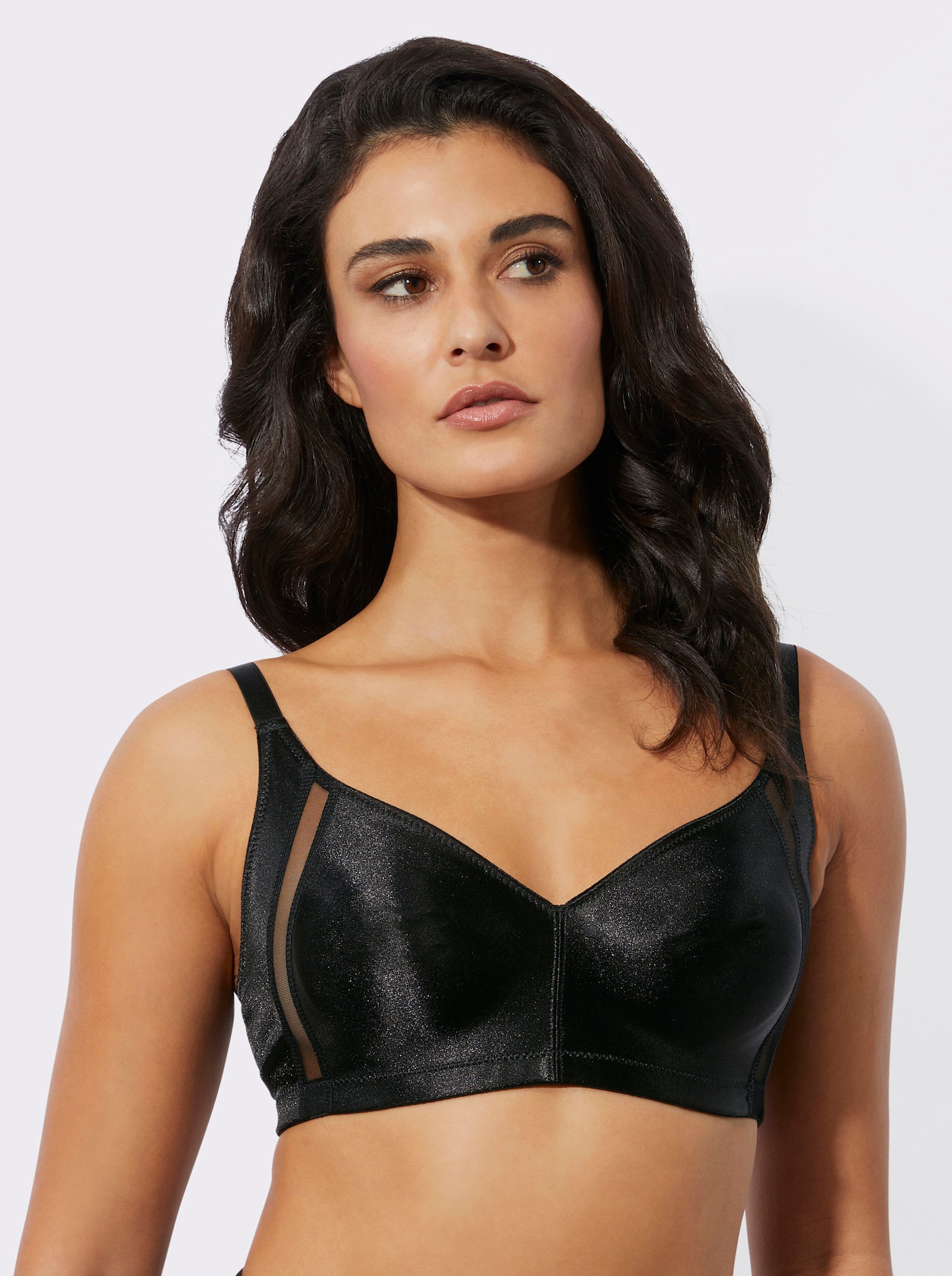 Naturana Soutien-gorge minimiseur sans armatures, aspect brillant - noir