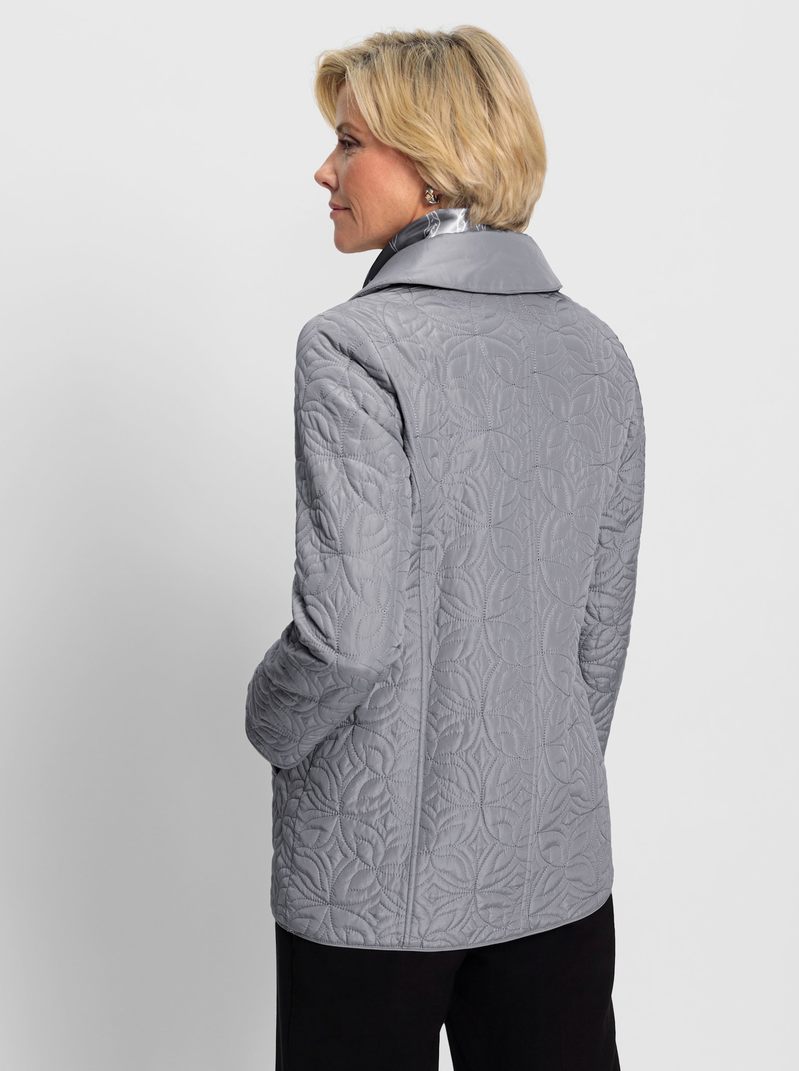 Steppjacke mit Schal - steingrau