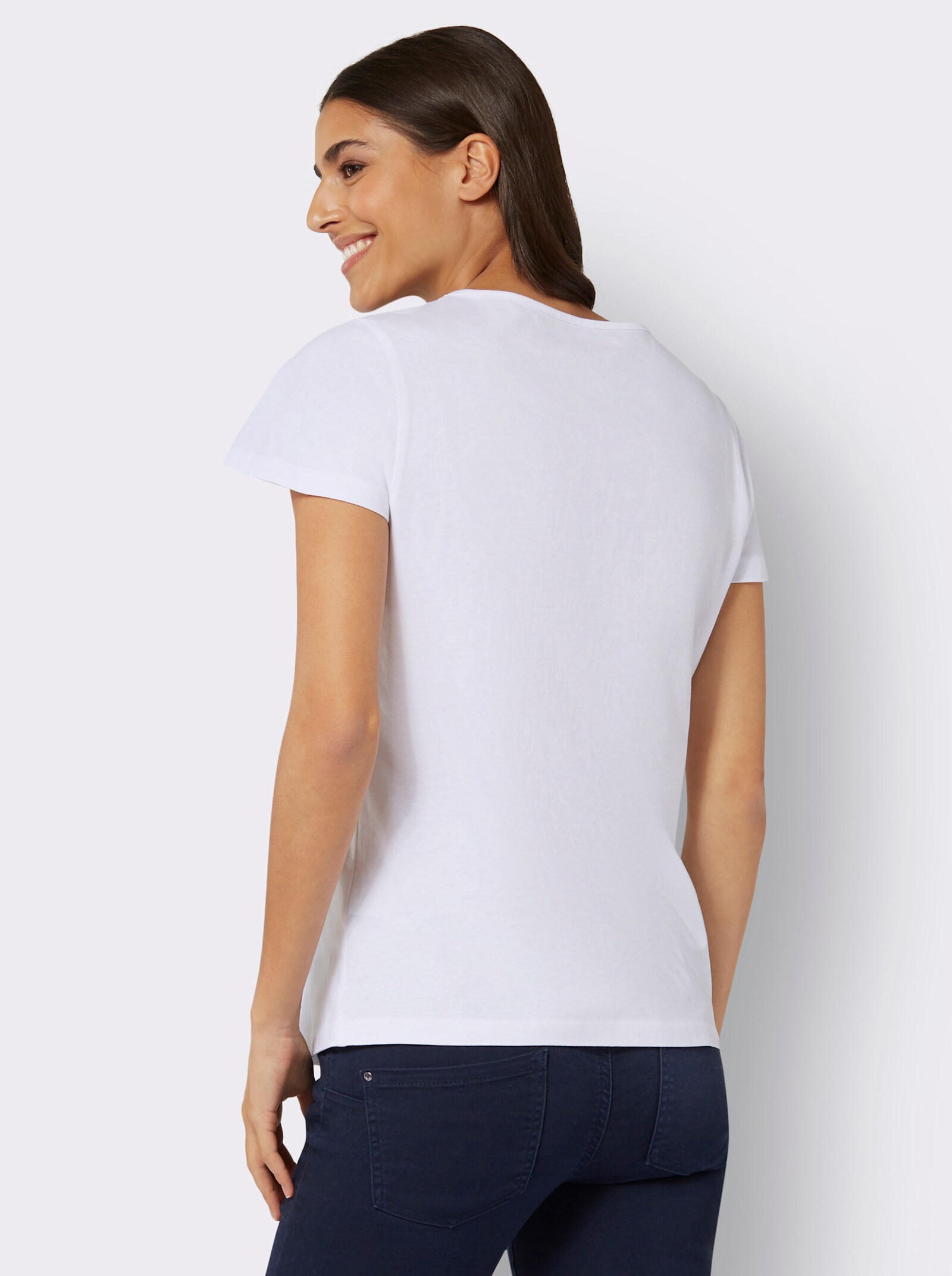 Shirt met korte mouwen en bloemenprint - wit