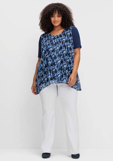 sheego Blusenshirt - marine-gemustert