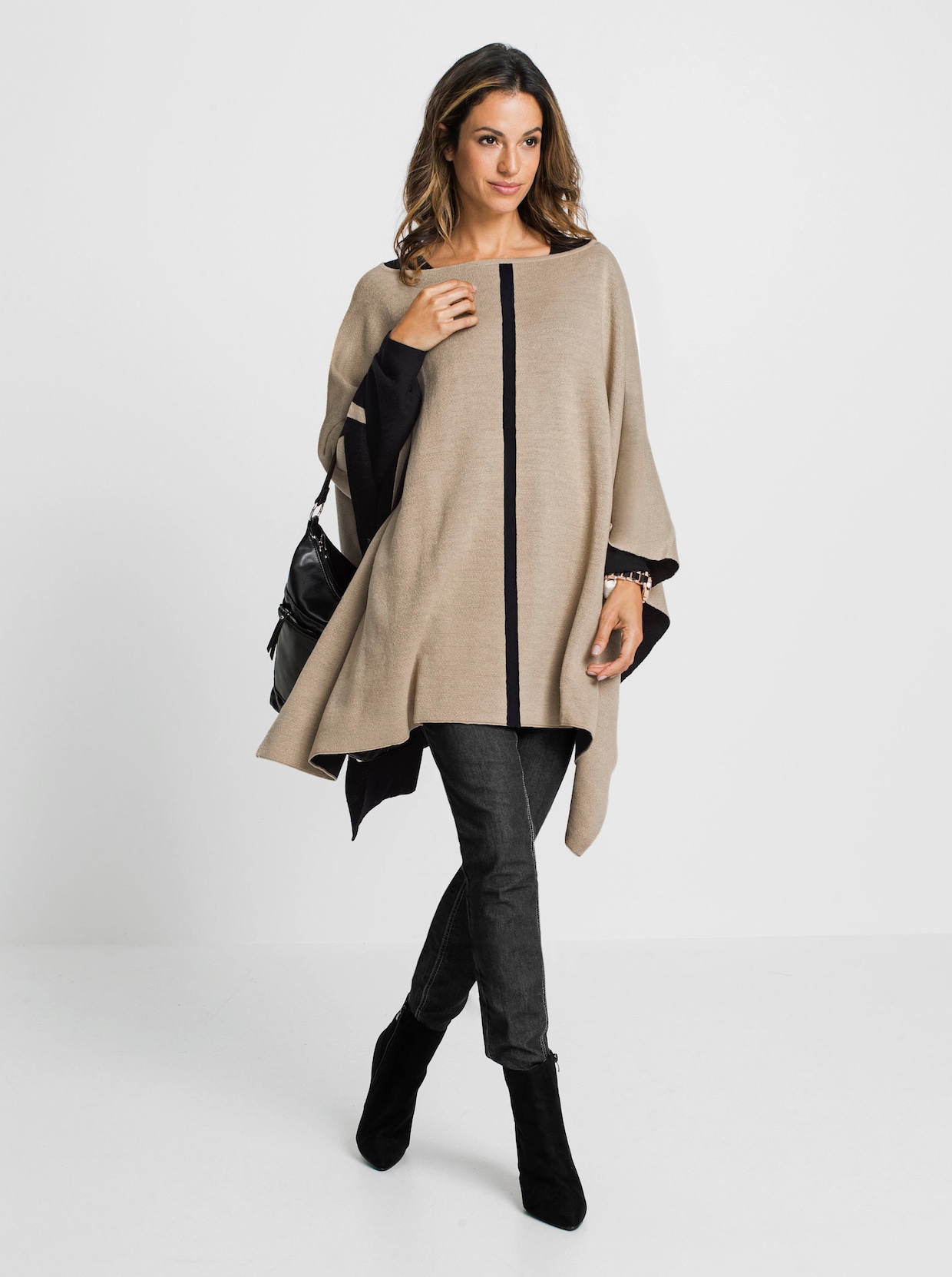 Poncho en tricot - beige