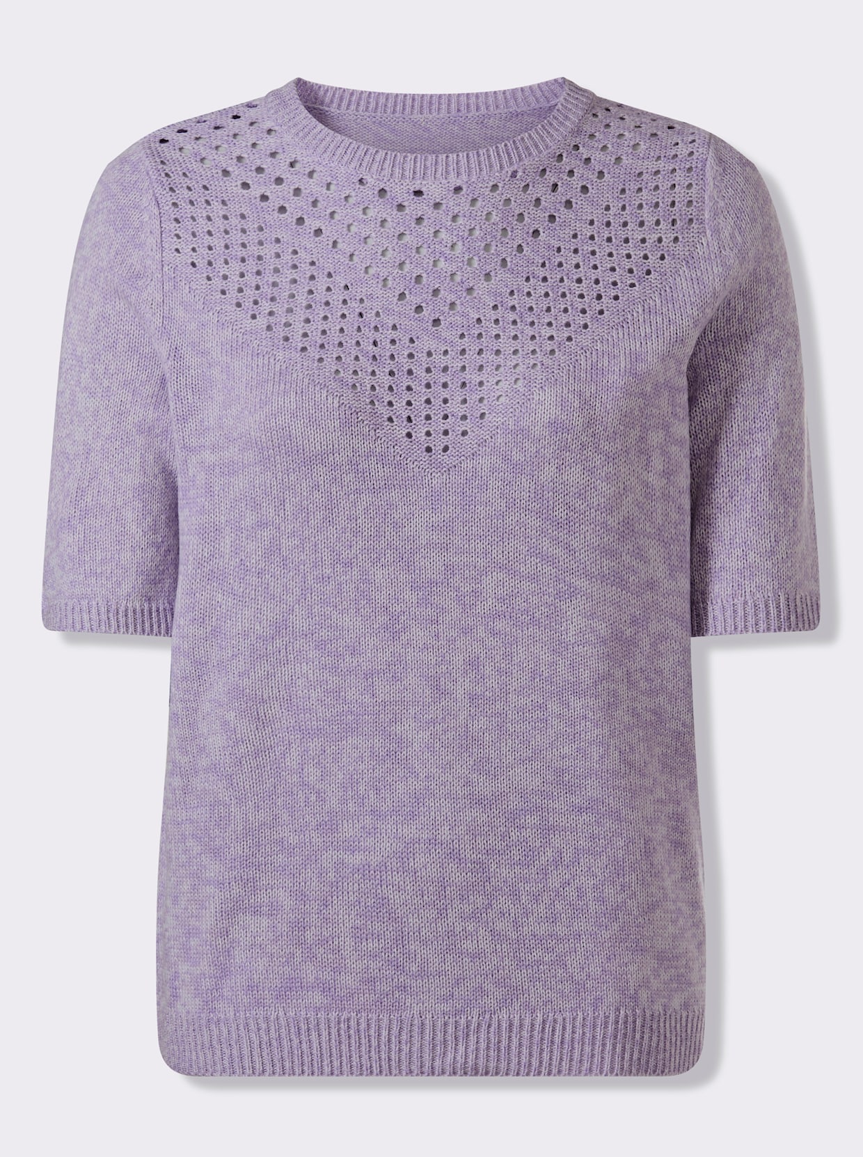 Kurzarmpullover - lavendel-ecru-meliert