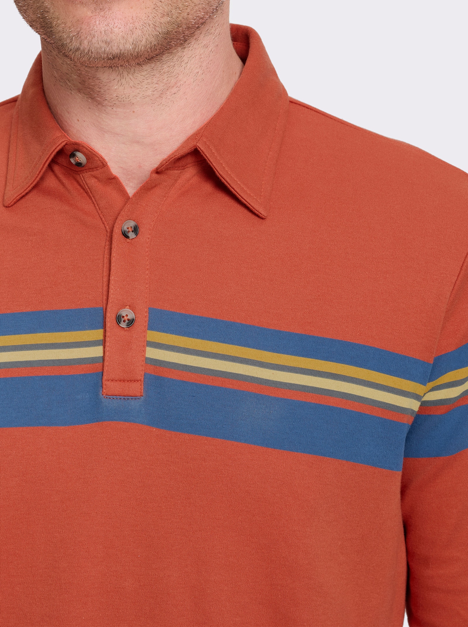 Catamaran Langarm-Poloshirt - terra-bedruckt