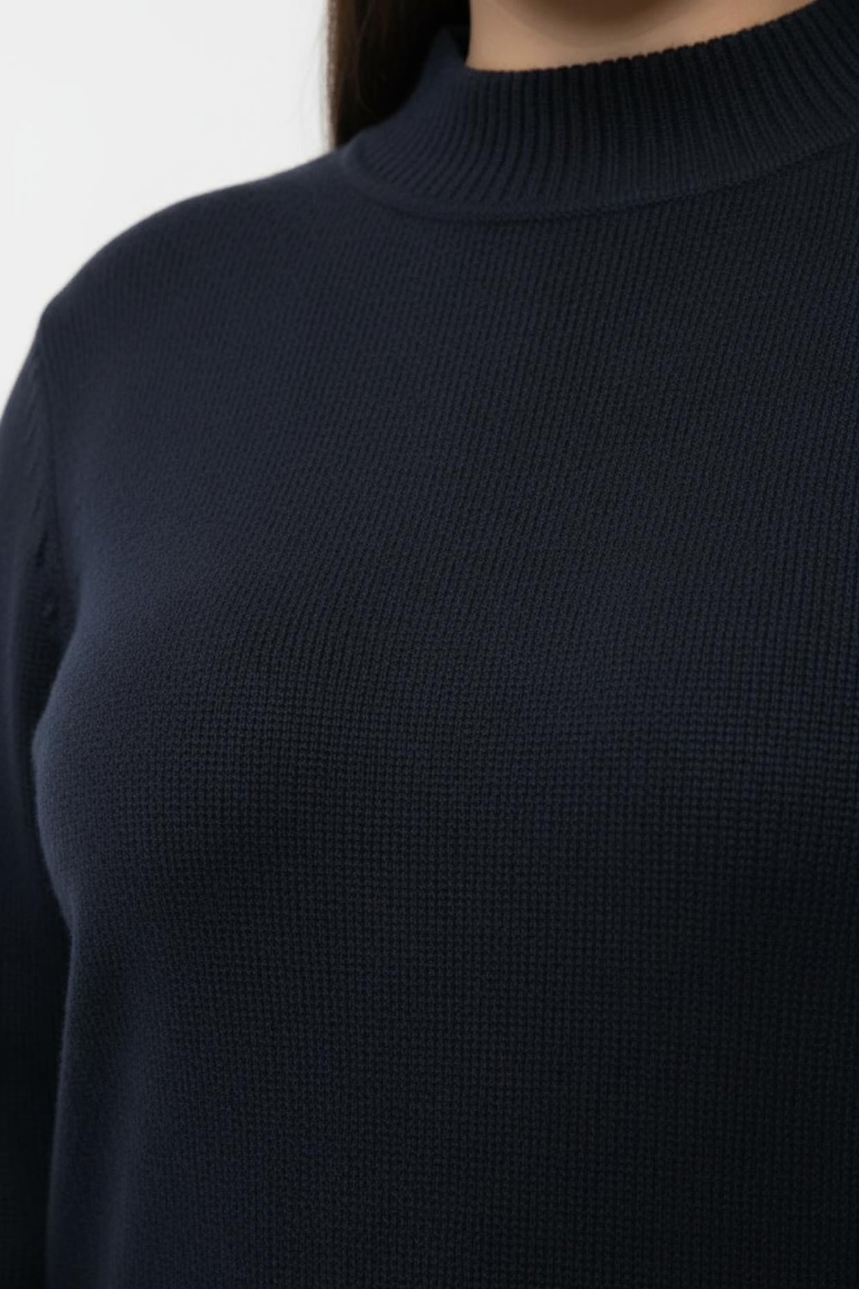 Stehkragenpullover mit Baumwolle - marine