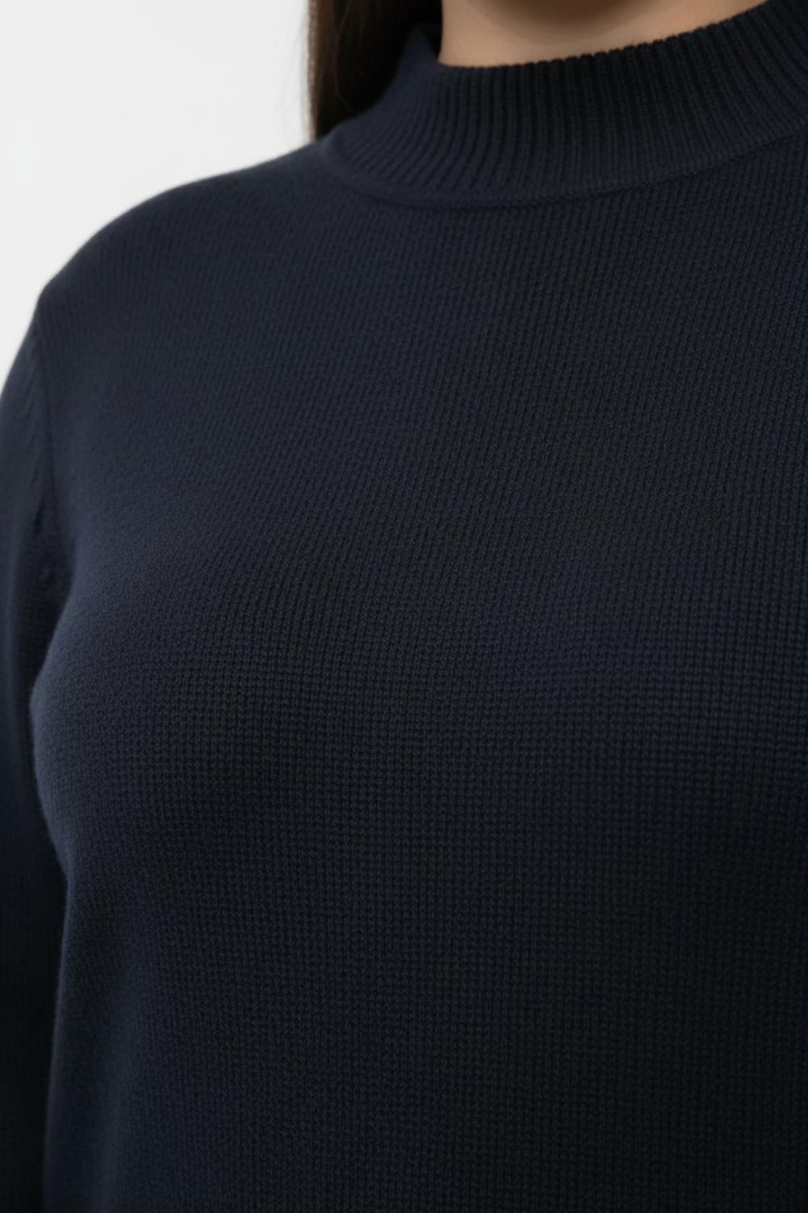 Stehkragenpullover mit Baumwolle - marine