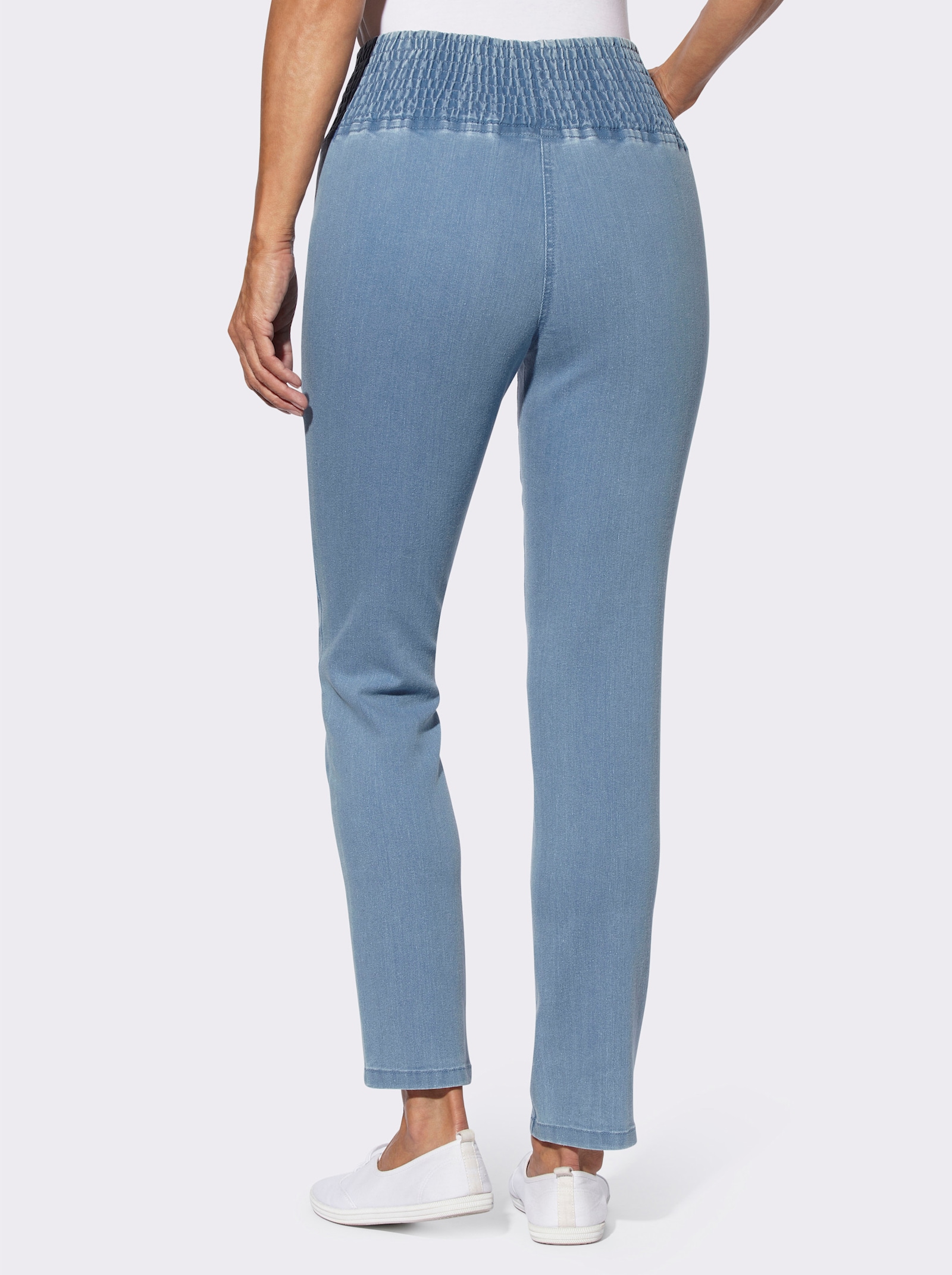 Jeans met gesmokte comfortband rondom - blue-bleached