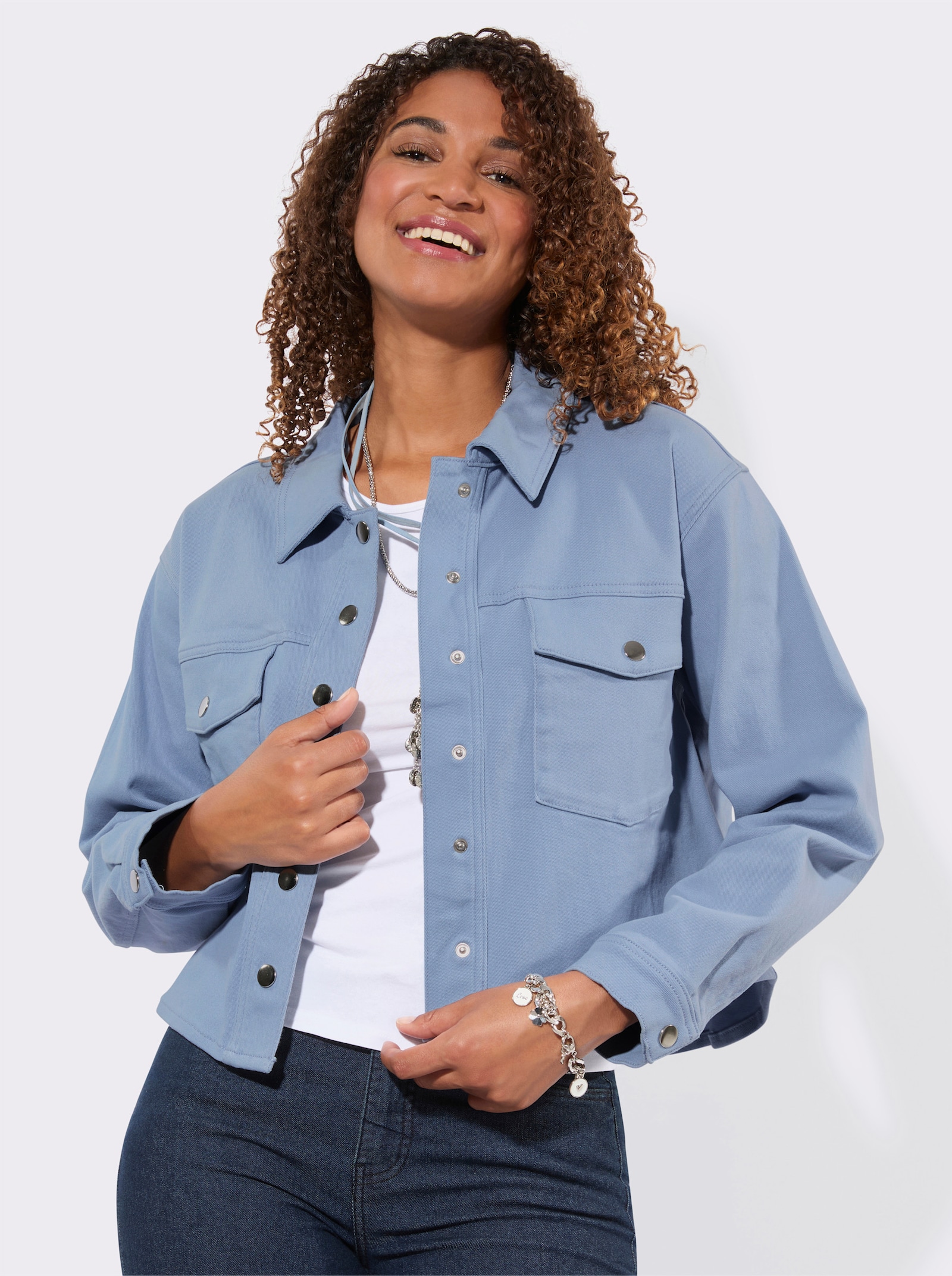 Blusenjacke mit Umlegekragen - bleu
