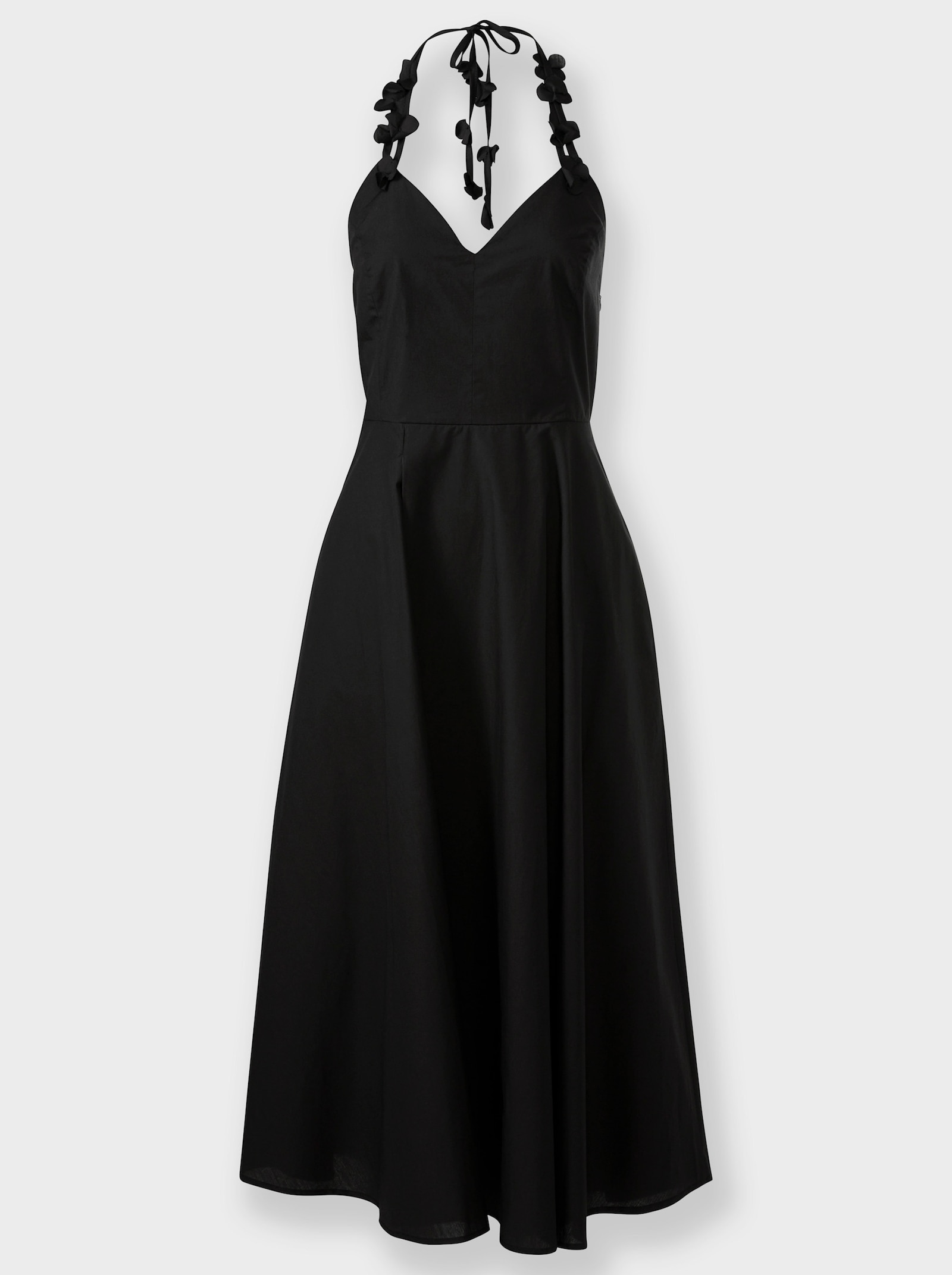 heine Neckholderkleid mit Blütenapplikation - schwarz