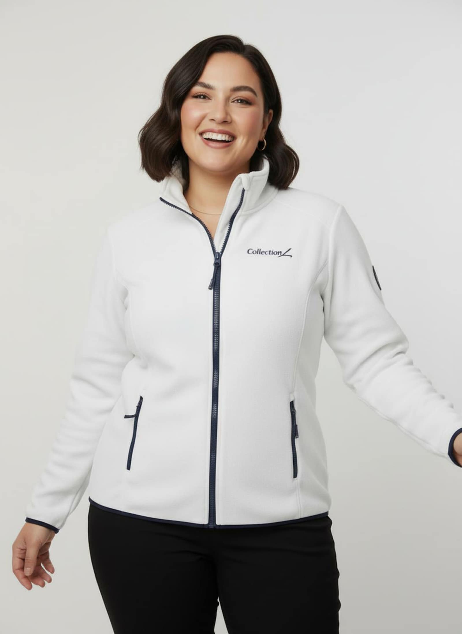 Fleecejacke mit Stickerei - ecru