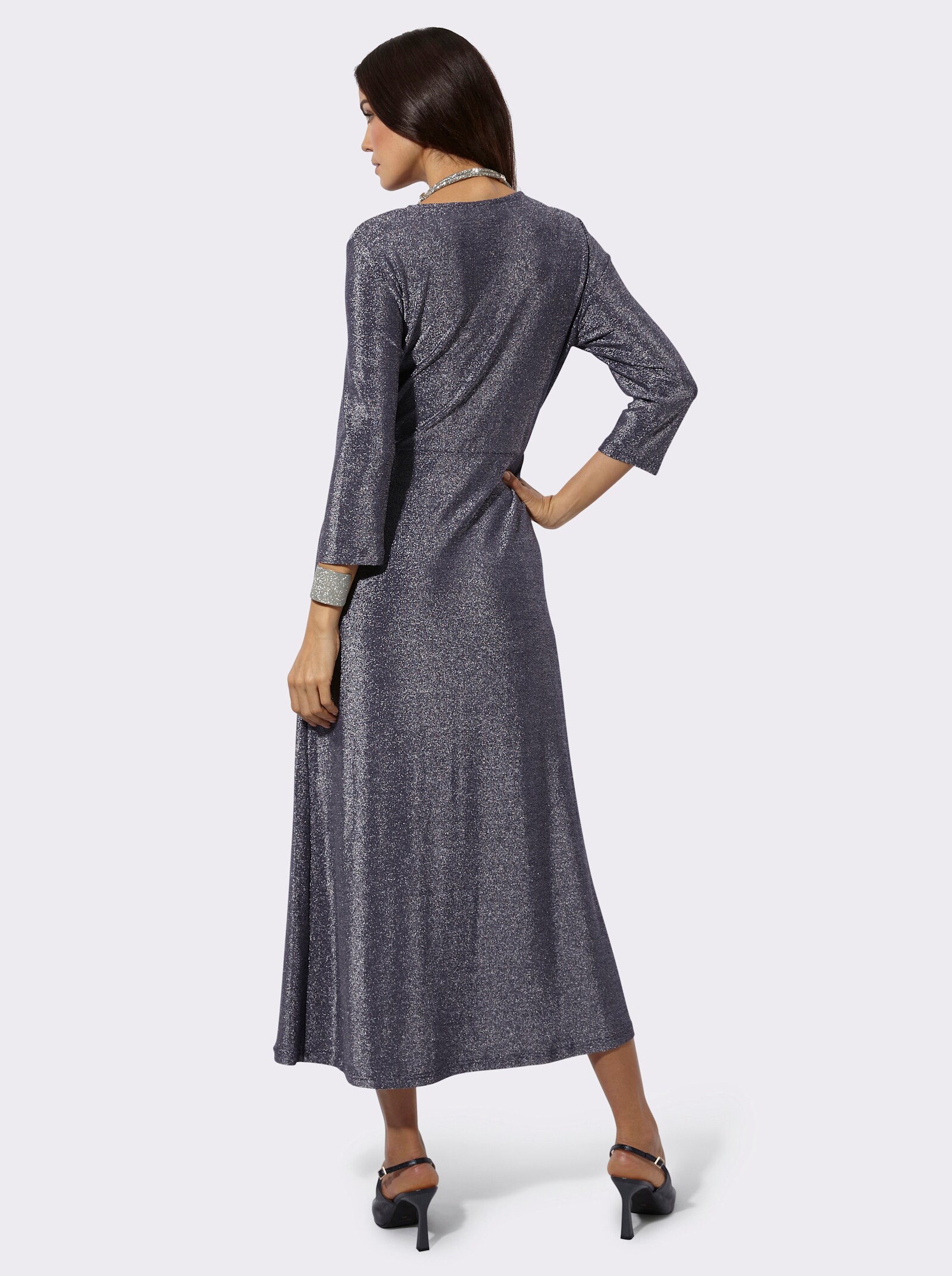 A-Linien-Kleid mit Deko-Spange - silberfarben-marine