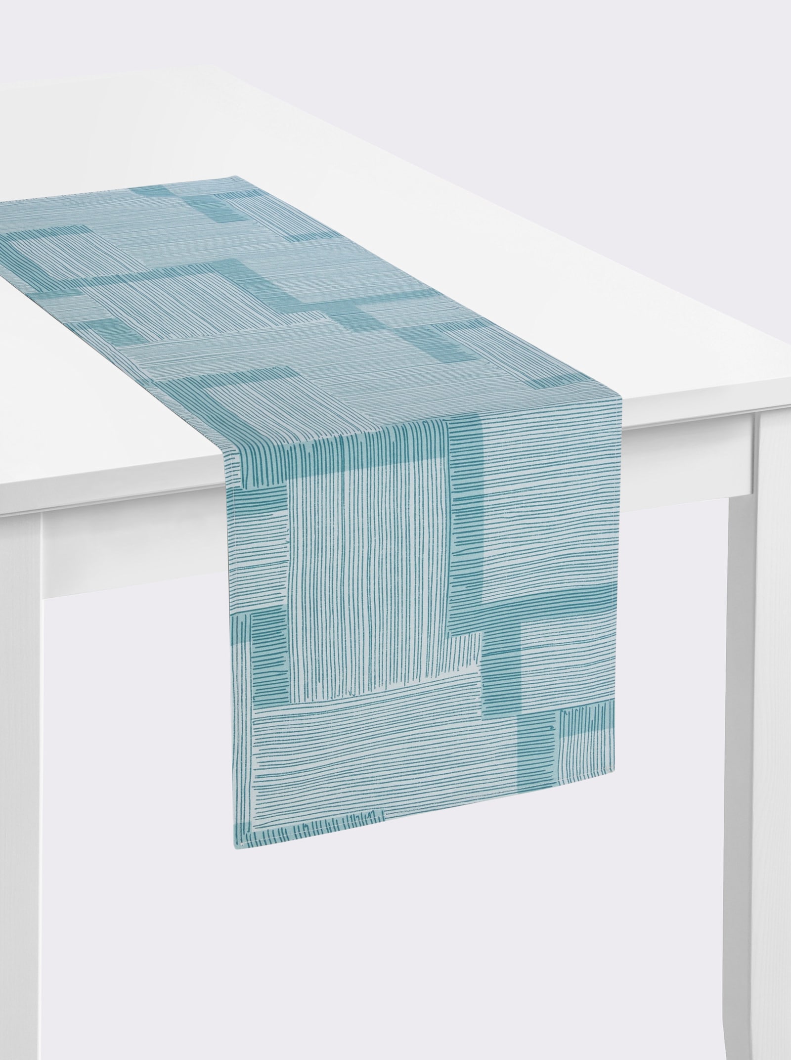 Ubrus - akvamarínová-bílá-potisk