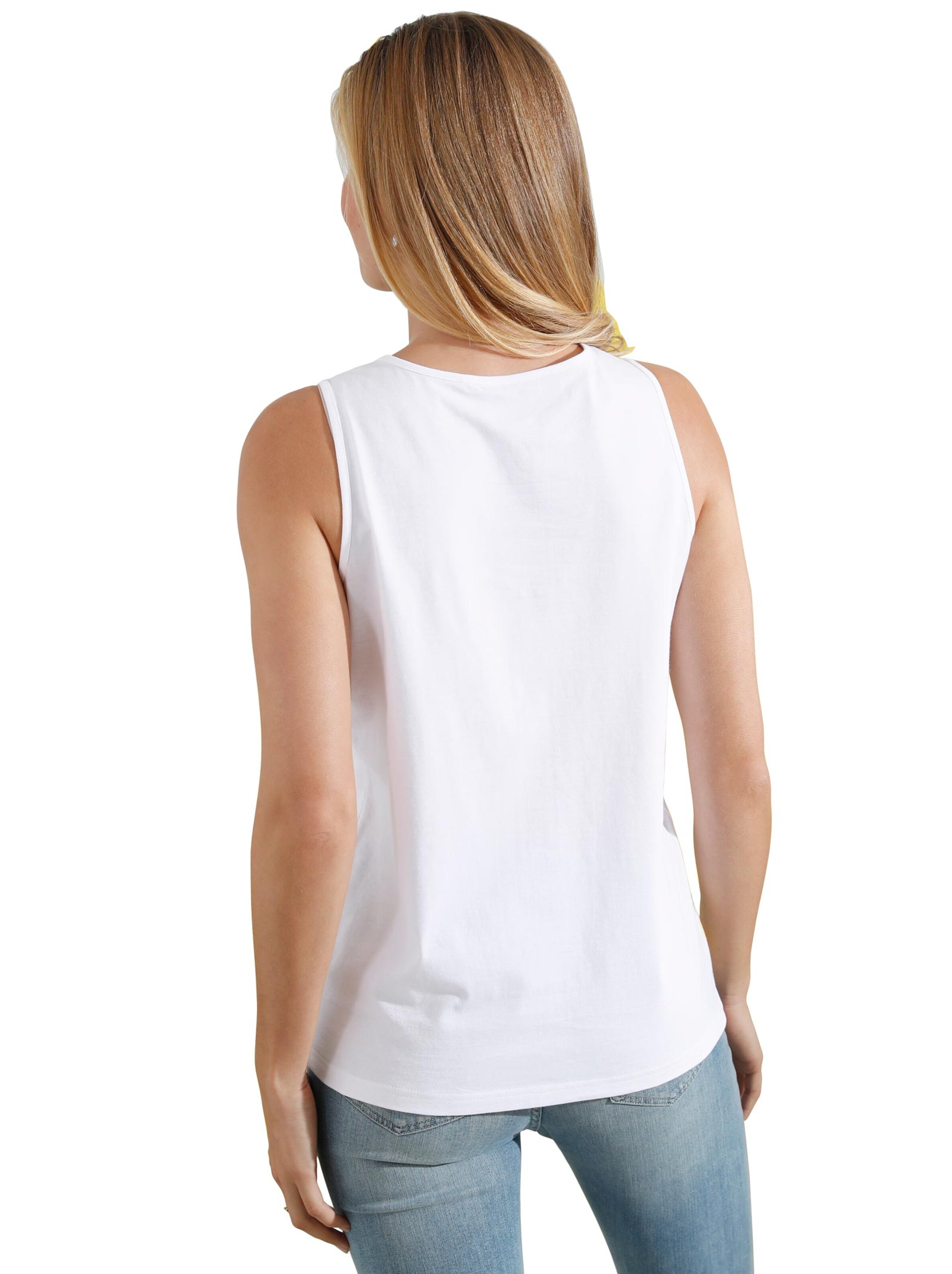 Shirttop - weiß-gelb-bedruckt