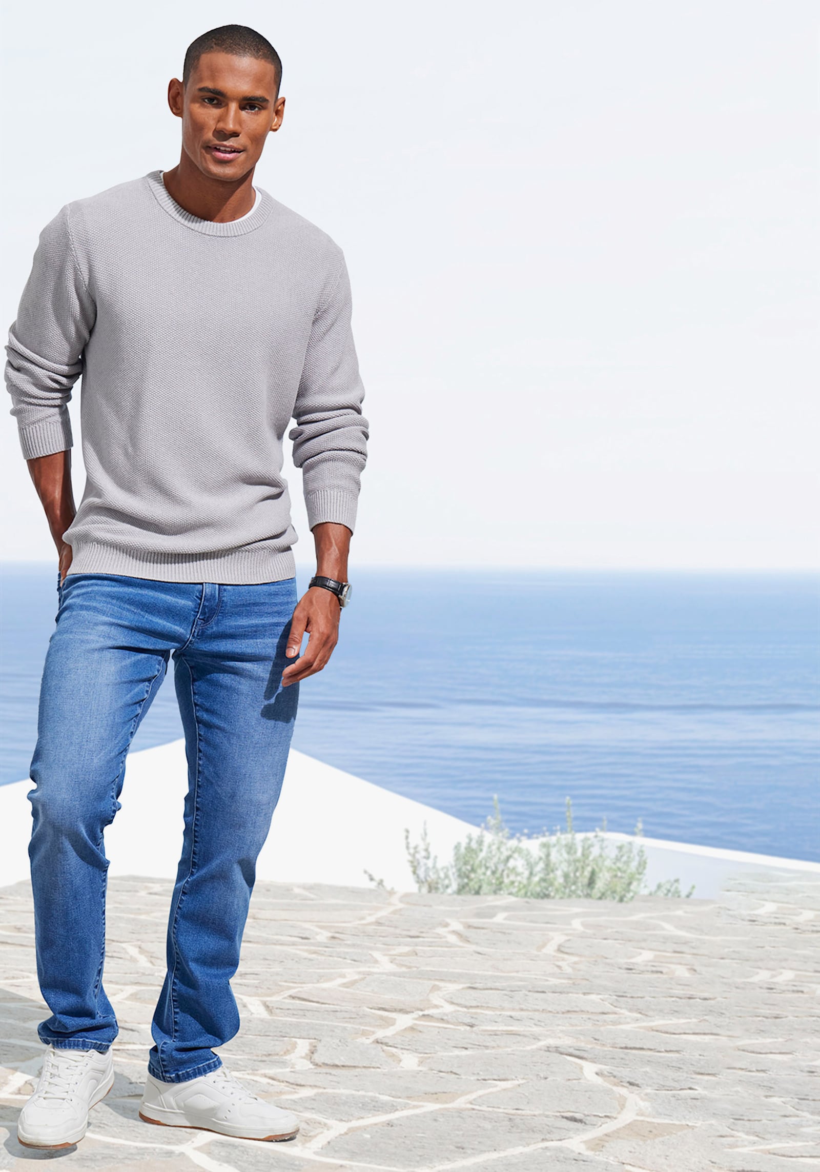 John Devin Gebreide pullover - lichtgrijs