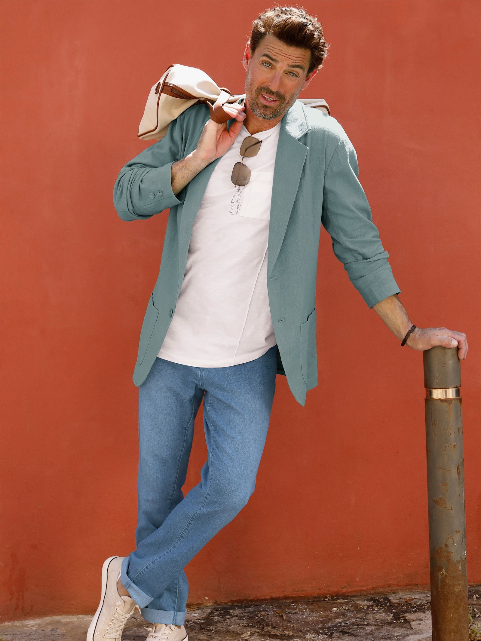 Marco Donati Sakko im Baumwoll-Leinen-Mix - jade