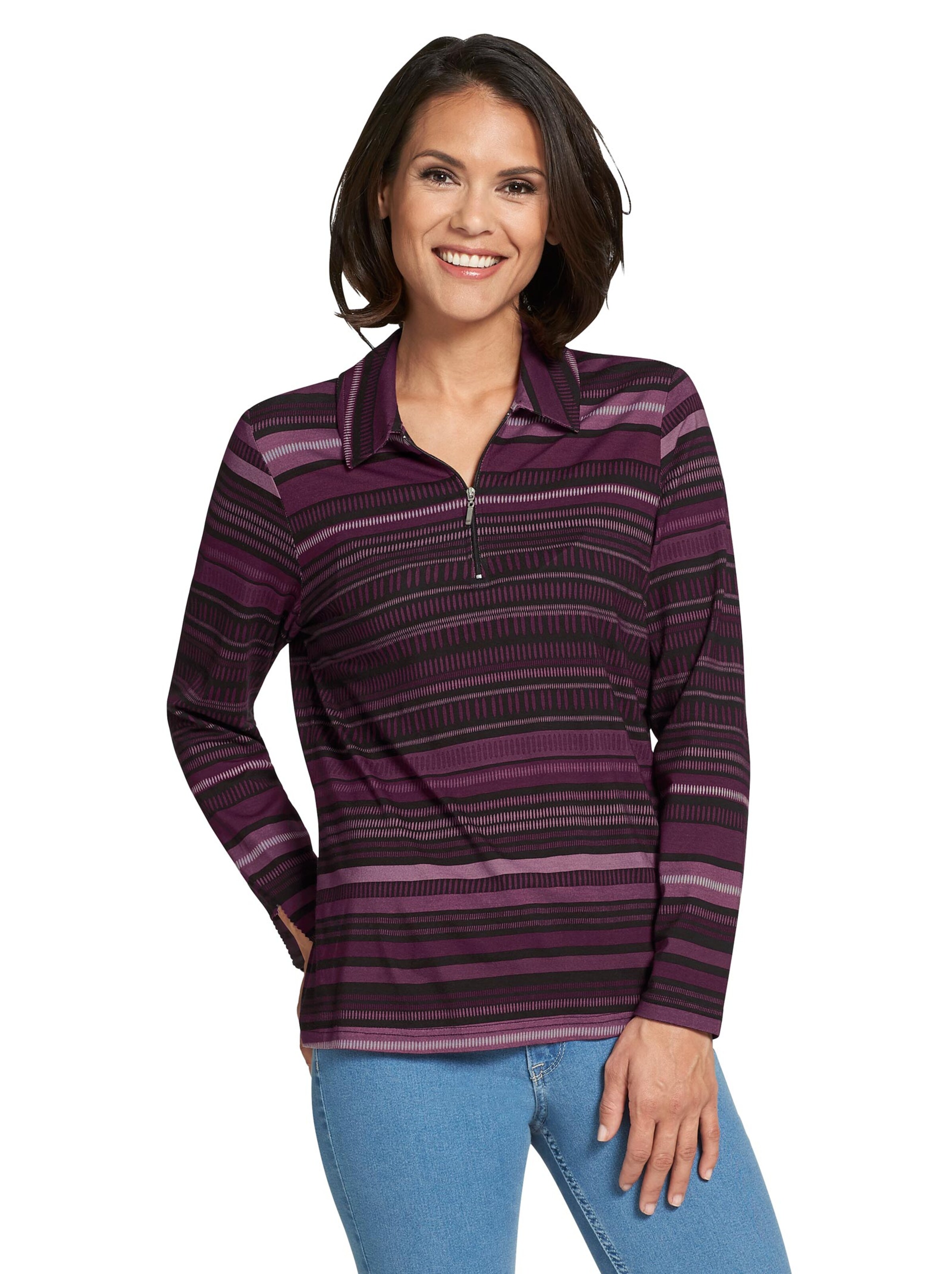 Poloshirt - brombeer-geringelt