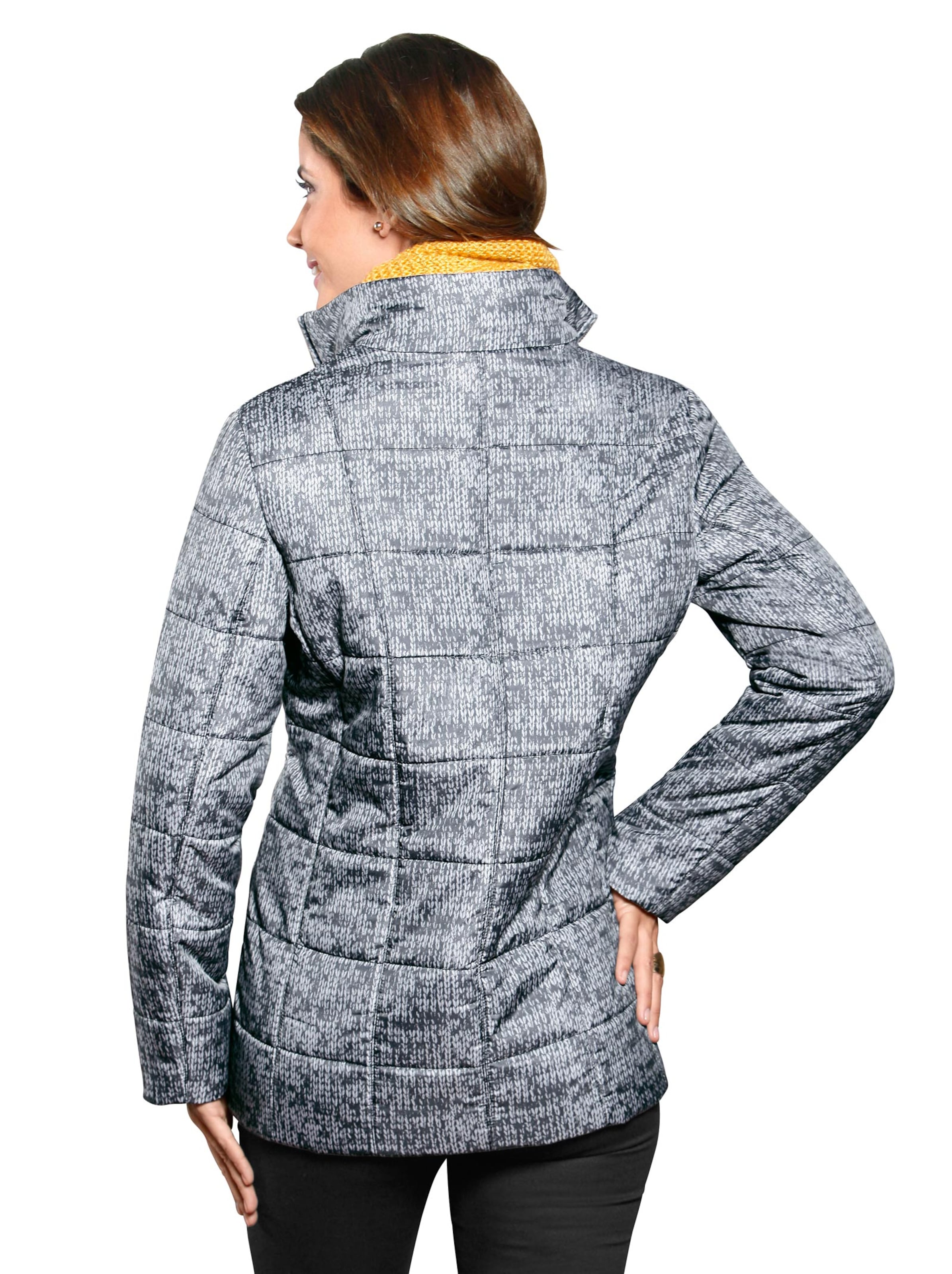 Steppjacke - schwarz-weiß-bedruckt