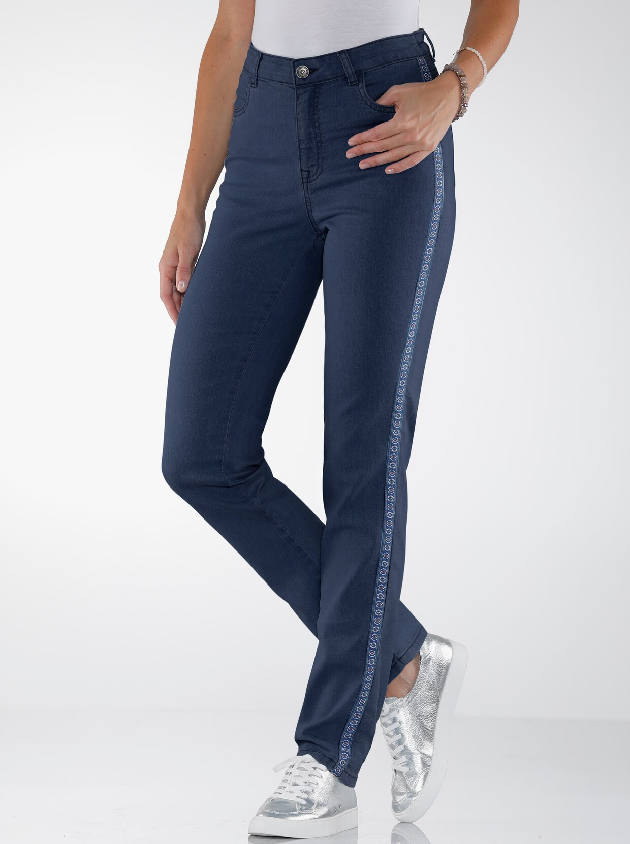 Strečové džínsy - vyšúchaná modrá