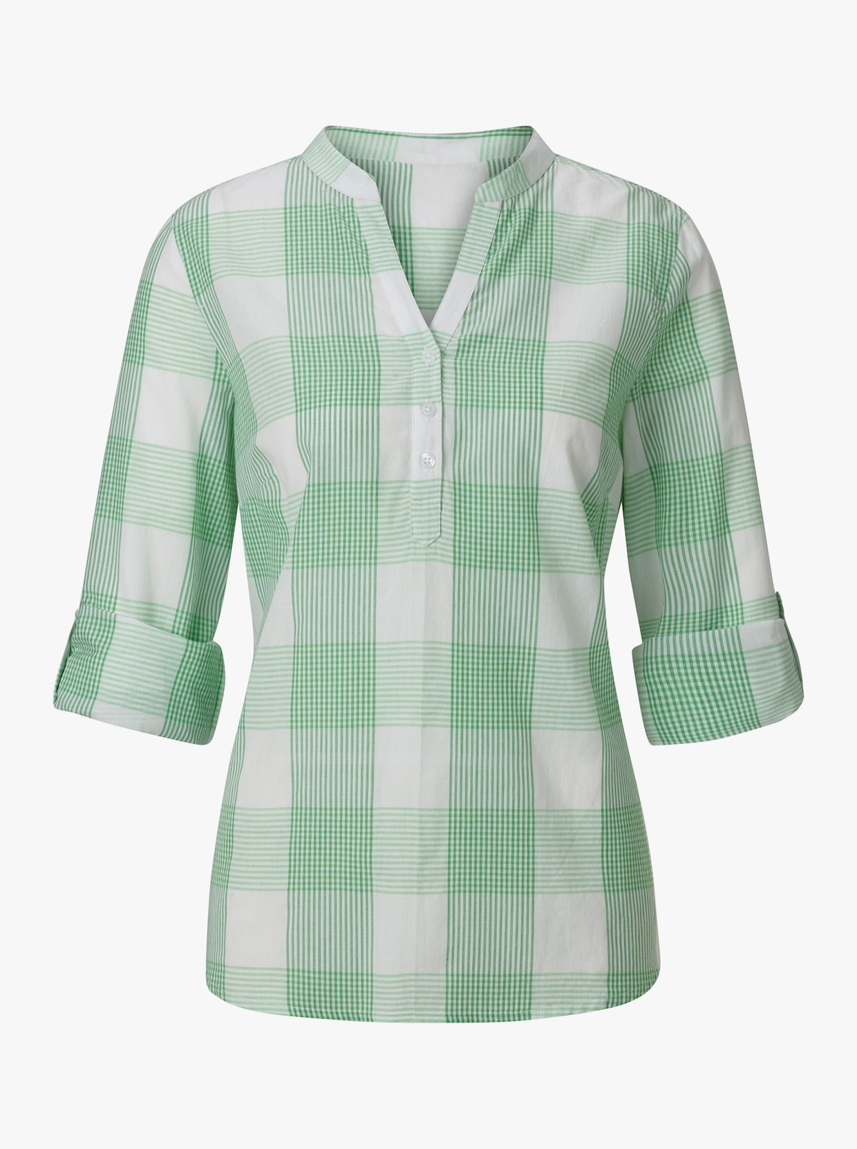 Katoenen blouse - groen/wit geruit