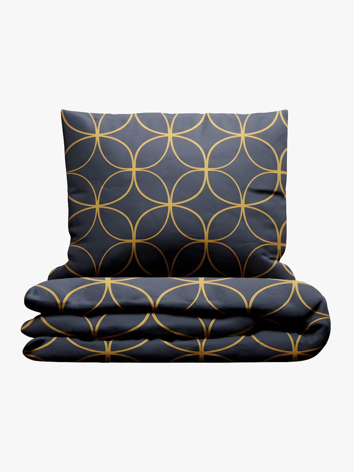 Grund Wendebettwäsche - marine-gelb-bedruckt