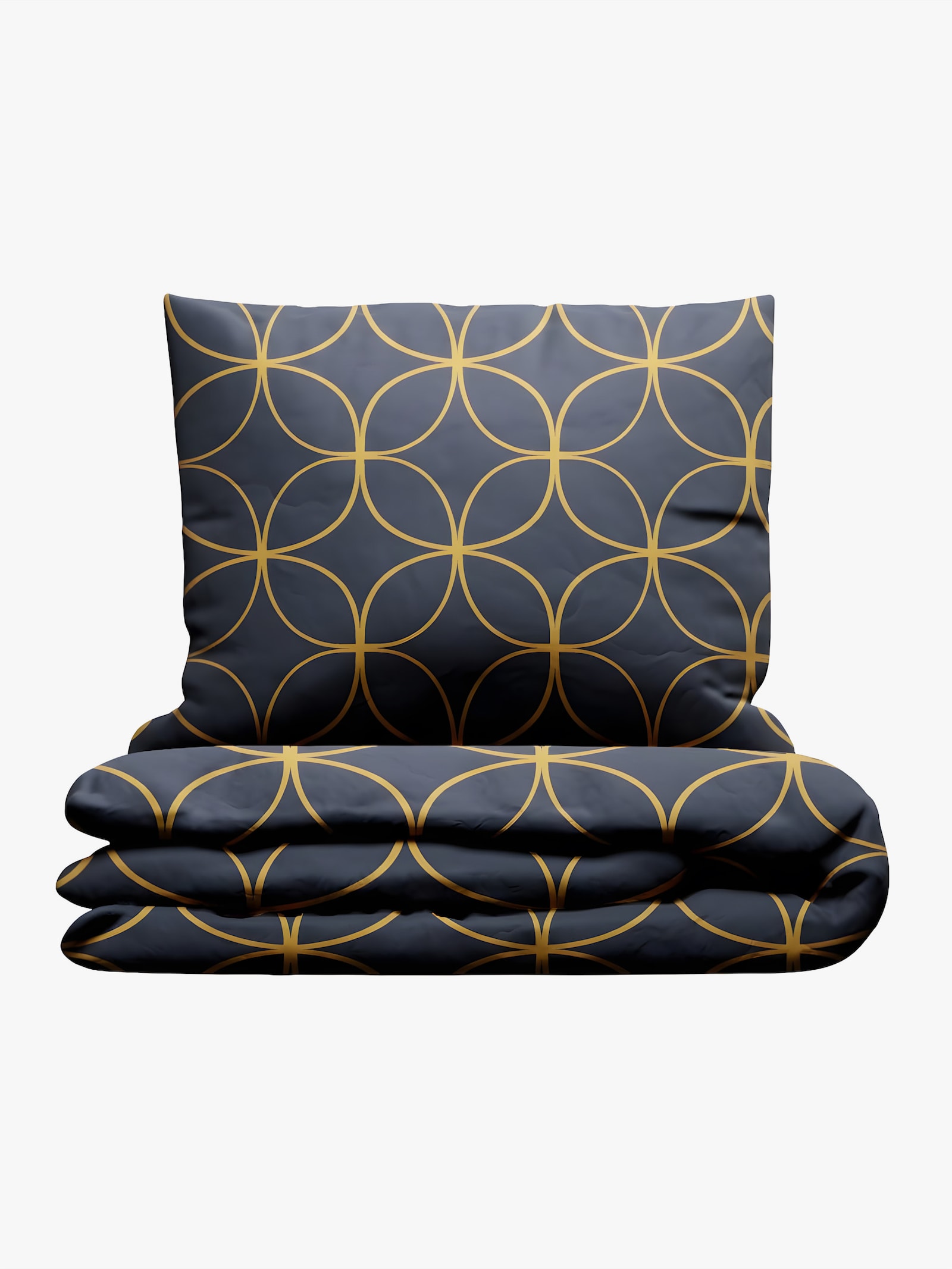 Grund Wendebettwäsche - marine-gelb-bedruckt