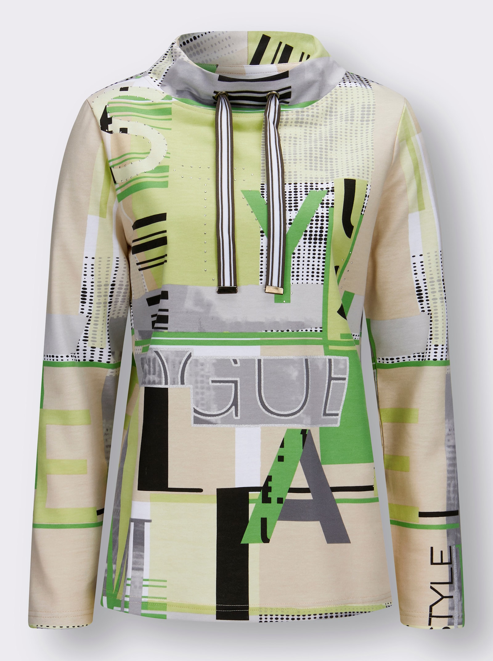 Sweatshirt mit Buchstaben-Print - apfel-ecru