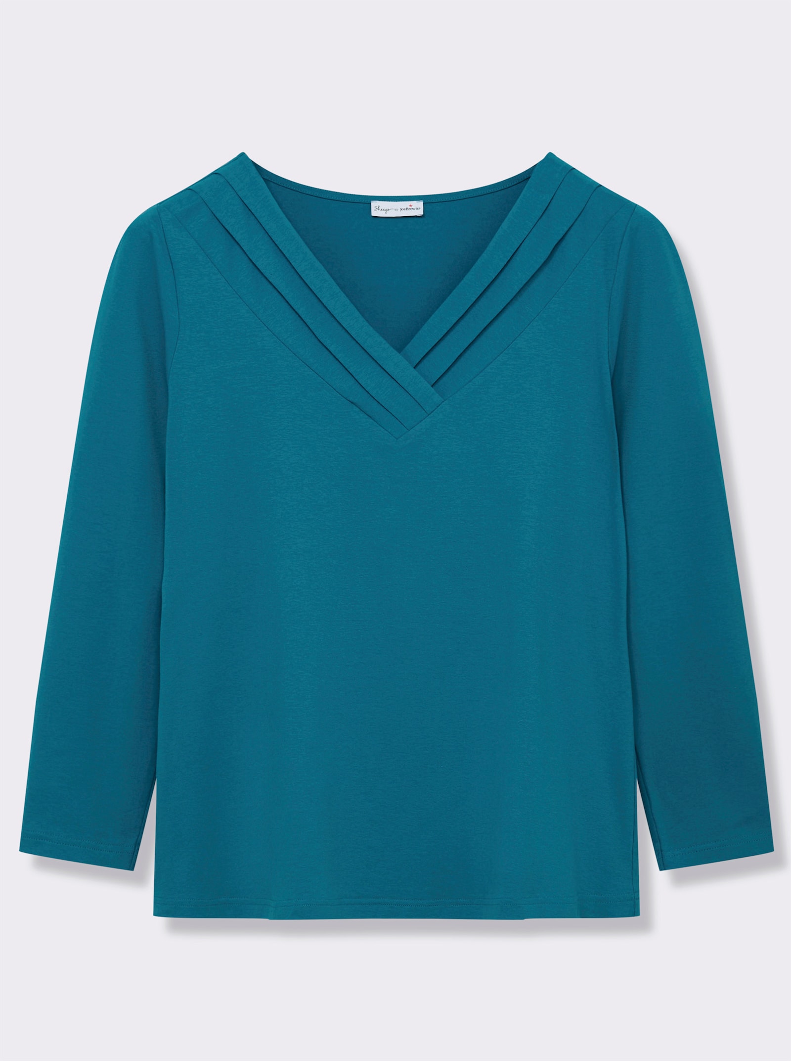 sheego by Joe Browns Langarmshirt mit V-Ausschnitt - topas