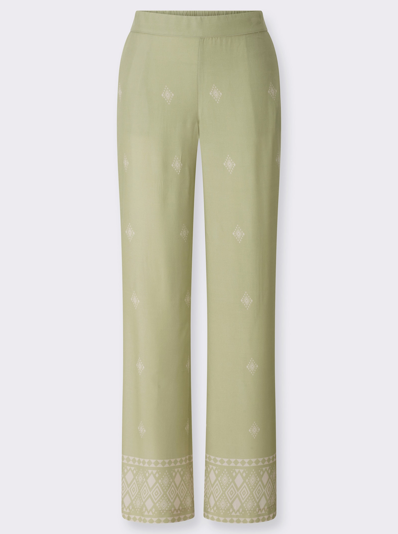 Druckhose mit Allover-Druck - lindgrün-elfenbein-bedruckt