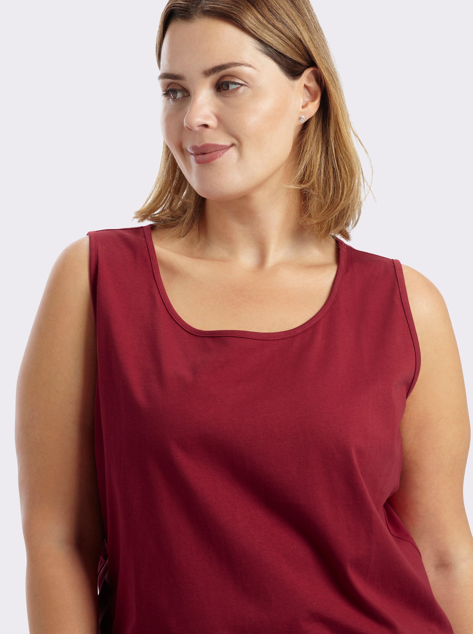 sheego Tanktop im Doppelpack - kirsche-weiß