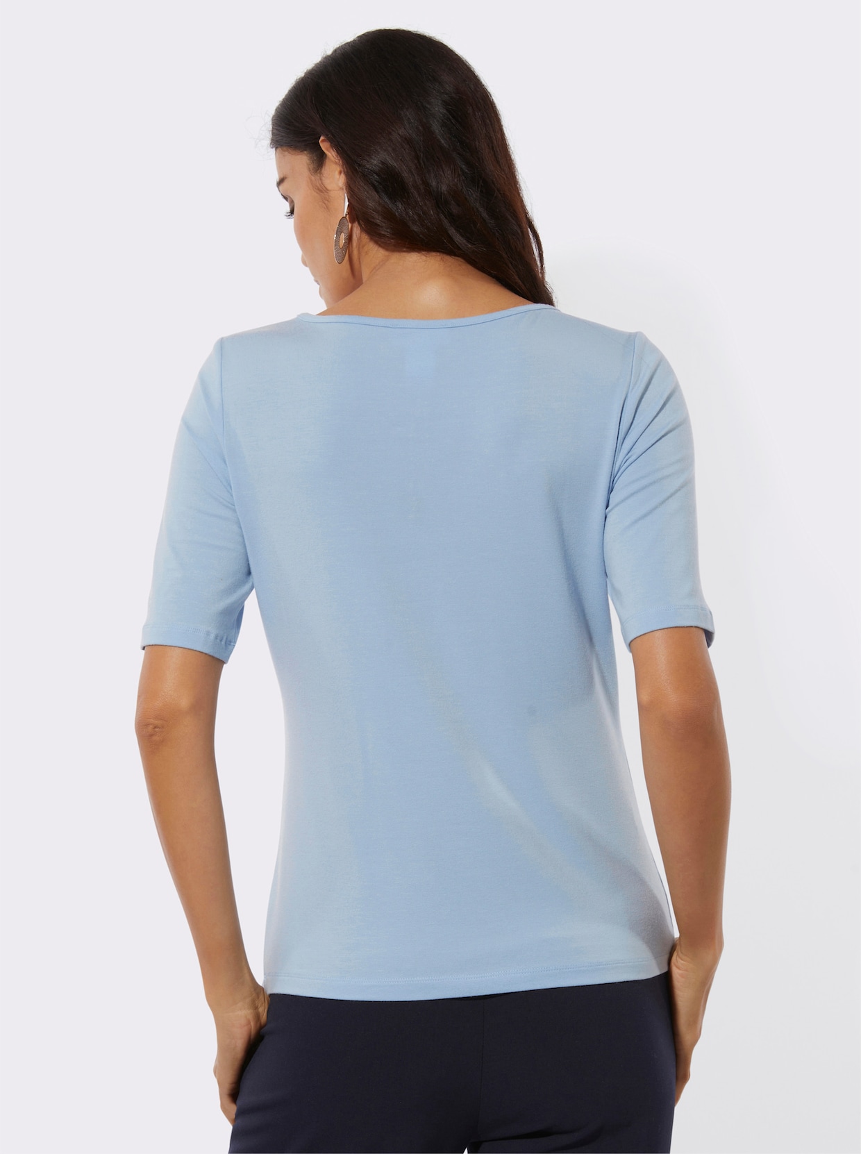 Kurzarmshirt mit Lyocell - eisblau