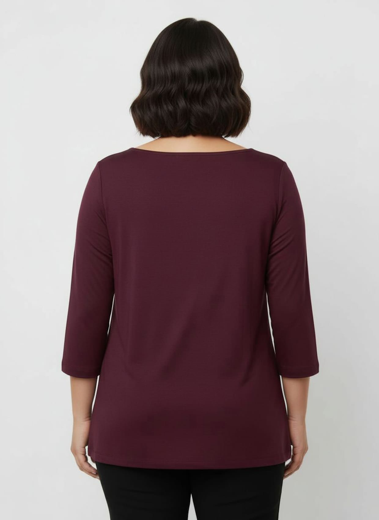 3/4-Arm-Shirt mit Glitzersteinchen - burgund