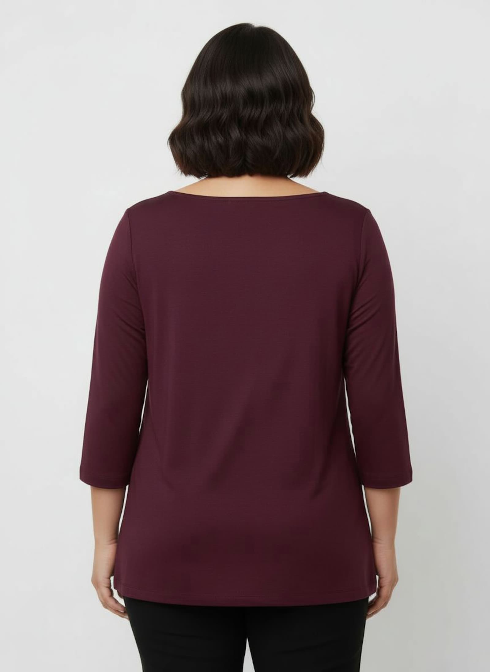 3/4-Arm-Shirt mit Glitzersteinchen - burgund