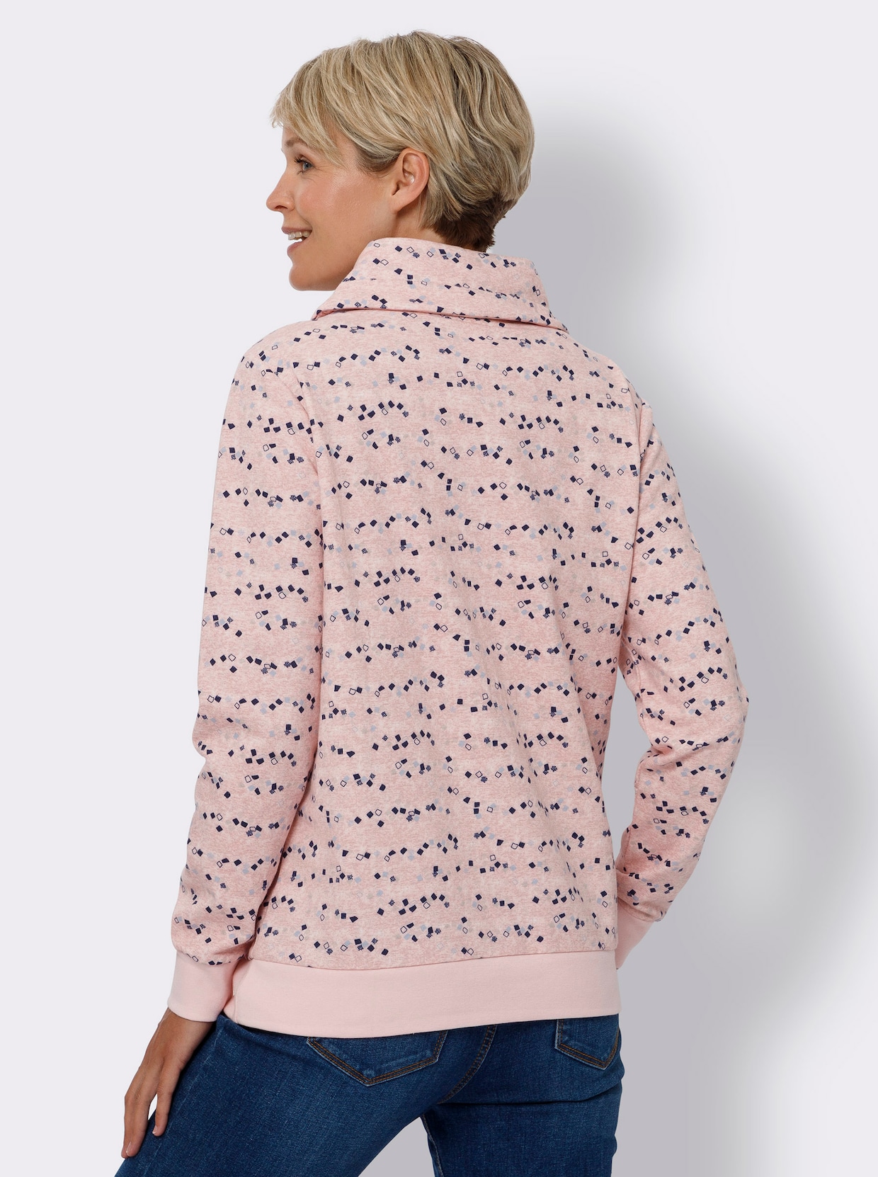 Sweatshirt - rosenkvarts-marin-med tryck