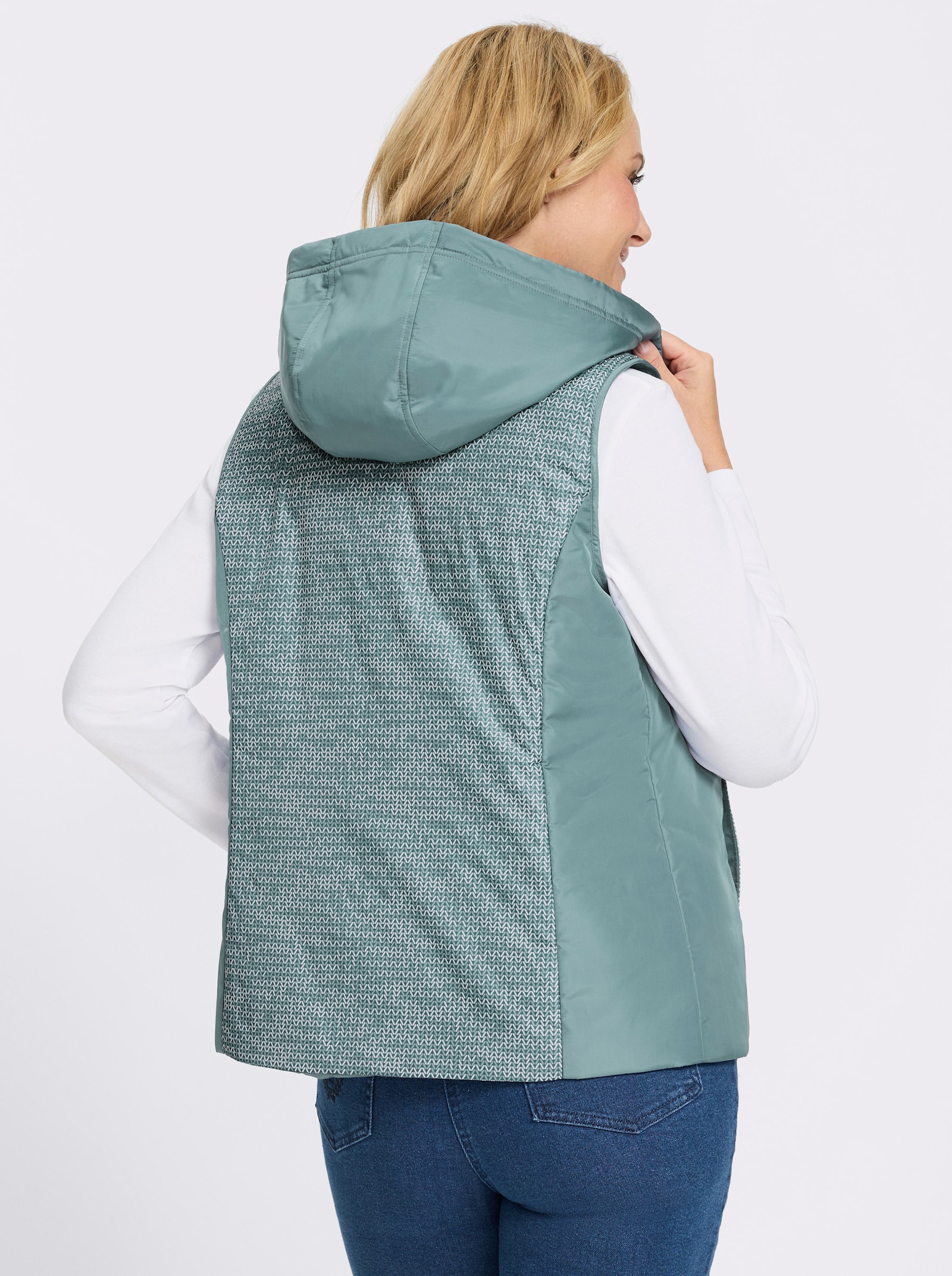 Weste - jade-ecru-bedruckt