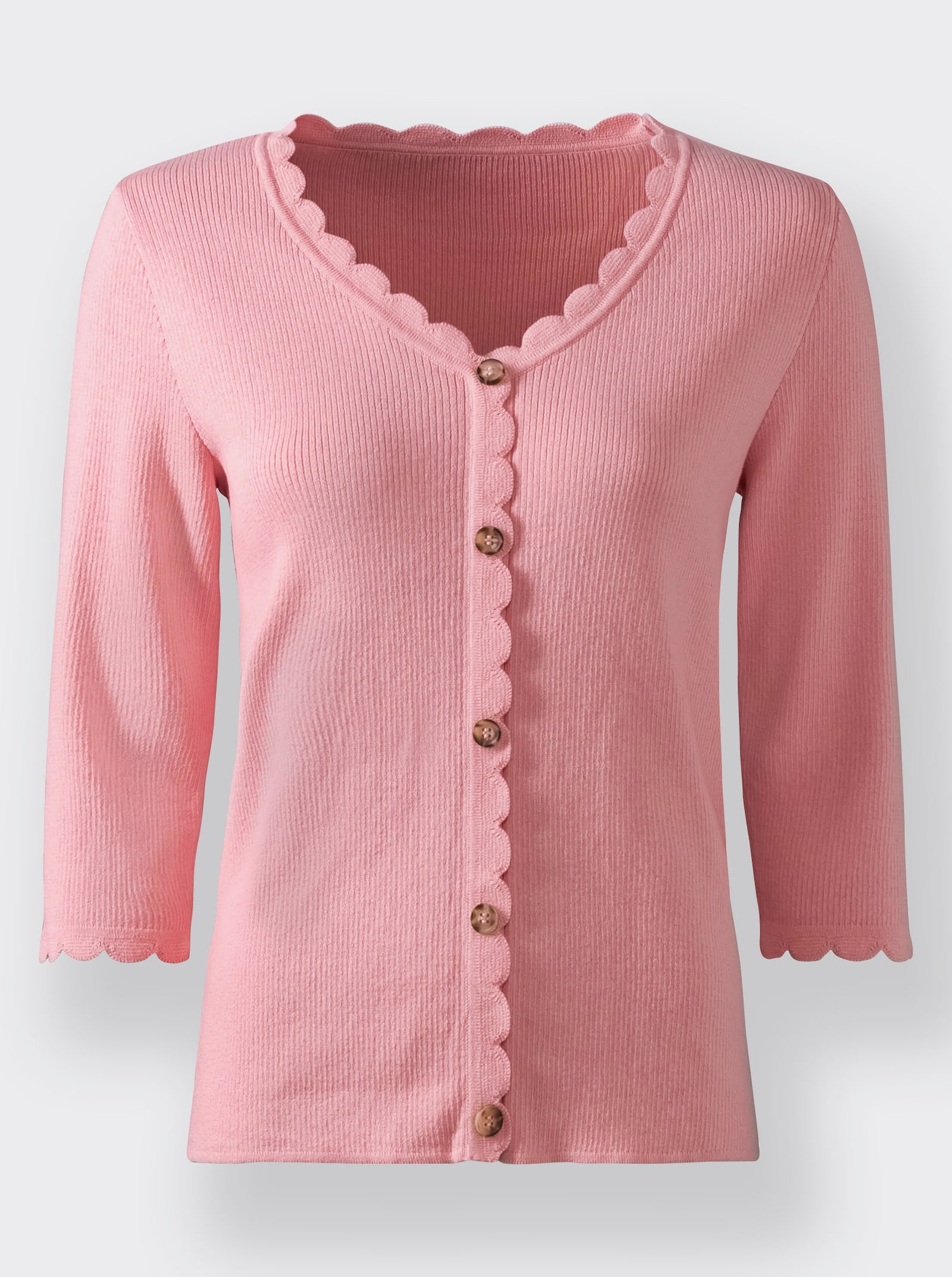 3/4 Arm-Pullover mit Knöpfen in Horn-Optik - rosenquarz