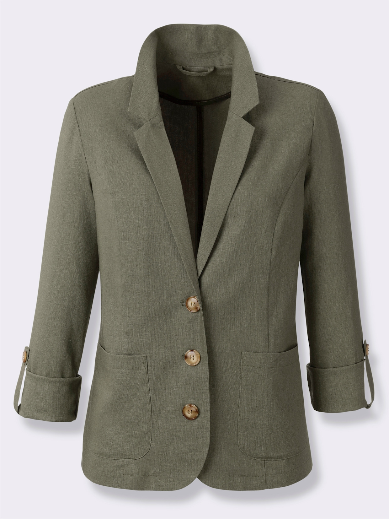 Blazer mit Knöpfen in Horn-Optik - khaki