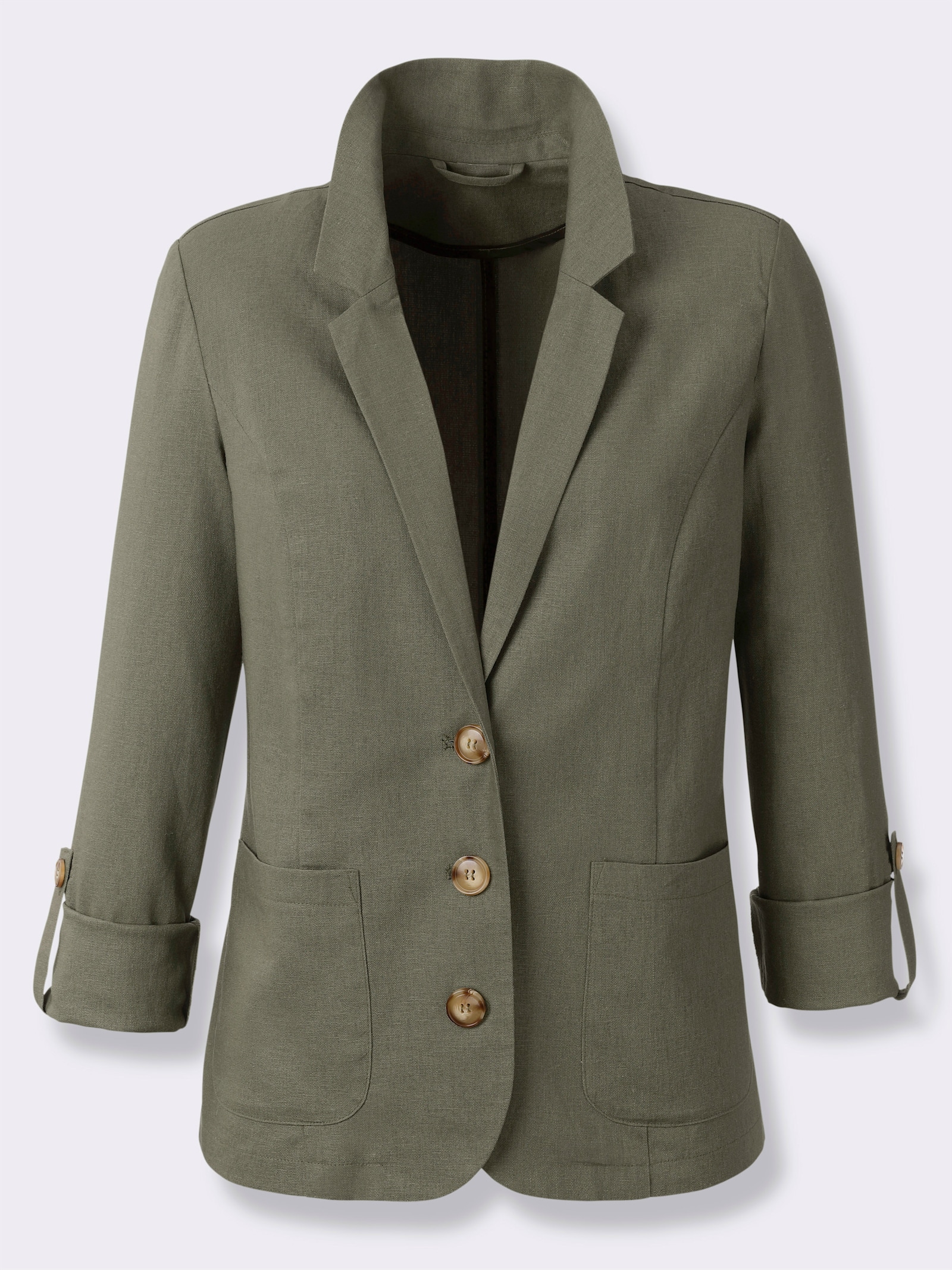 Blazer mit Knöpfen in Horn-Optik - khaki