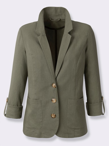 Blazer mit Knöpfen in Horn-Optik - khaki