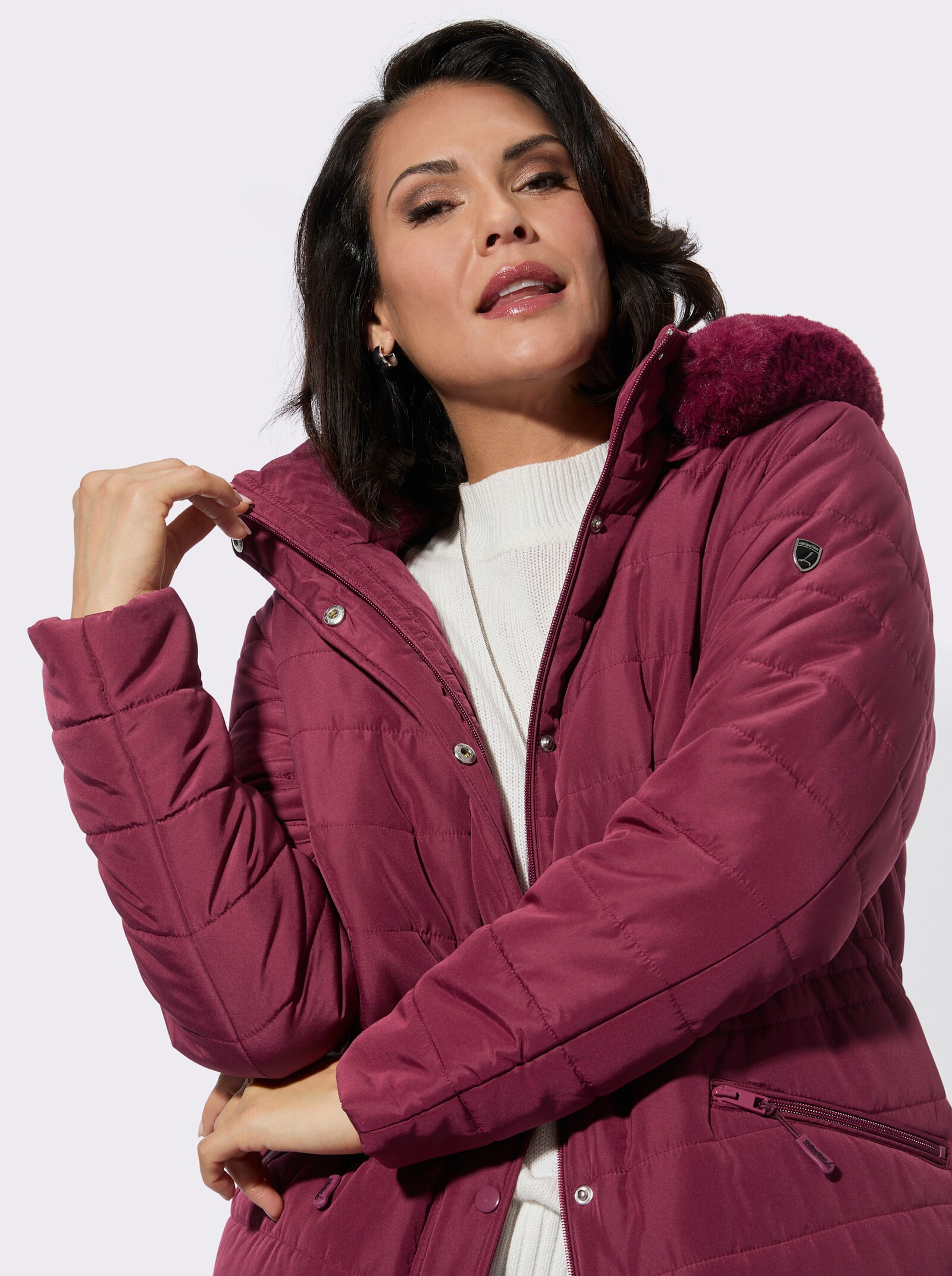 Steppjacke mit verdecktem Reißverschluss - bordeaux