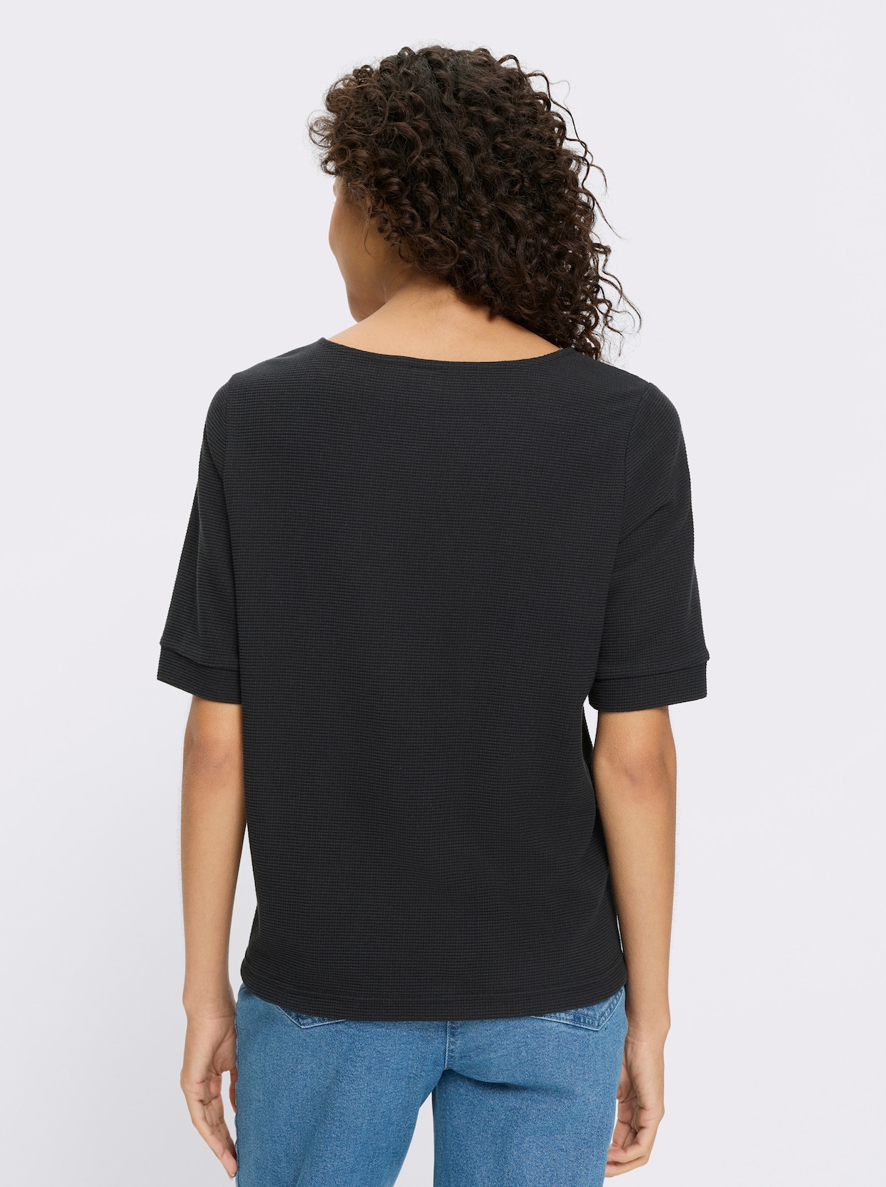 heine Kurzarmshirt aus Strukturware - schwarz