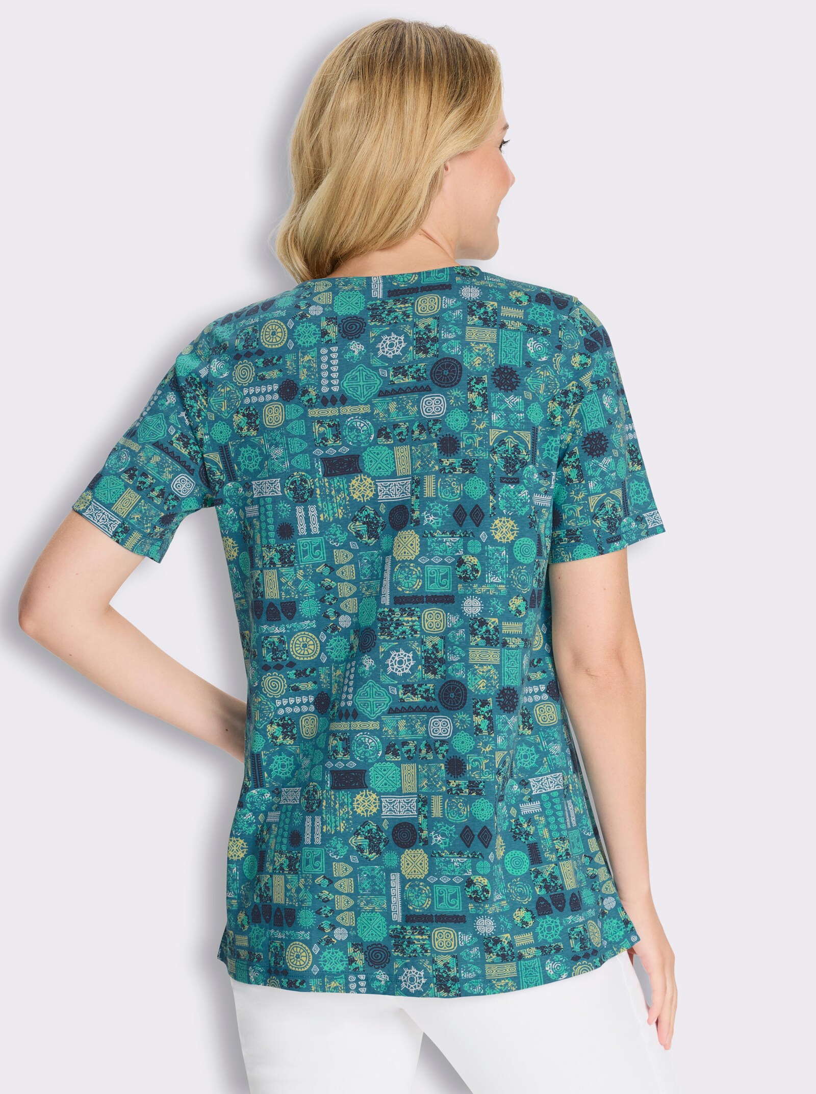 Longshirt - topas-blaugrün-bedruckt