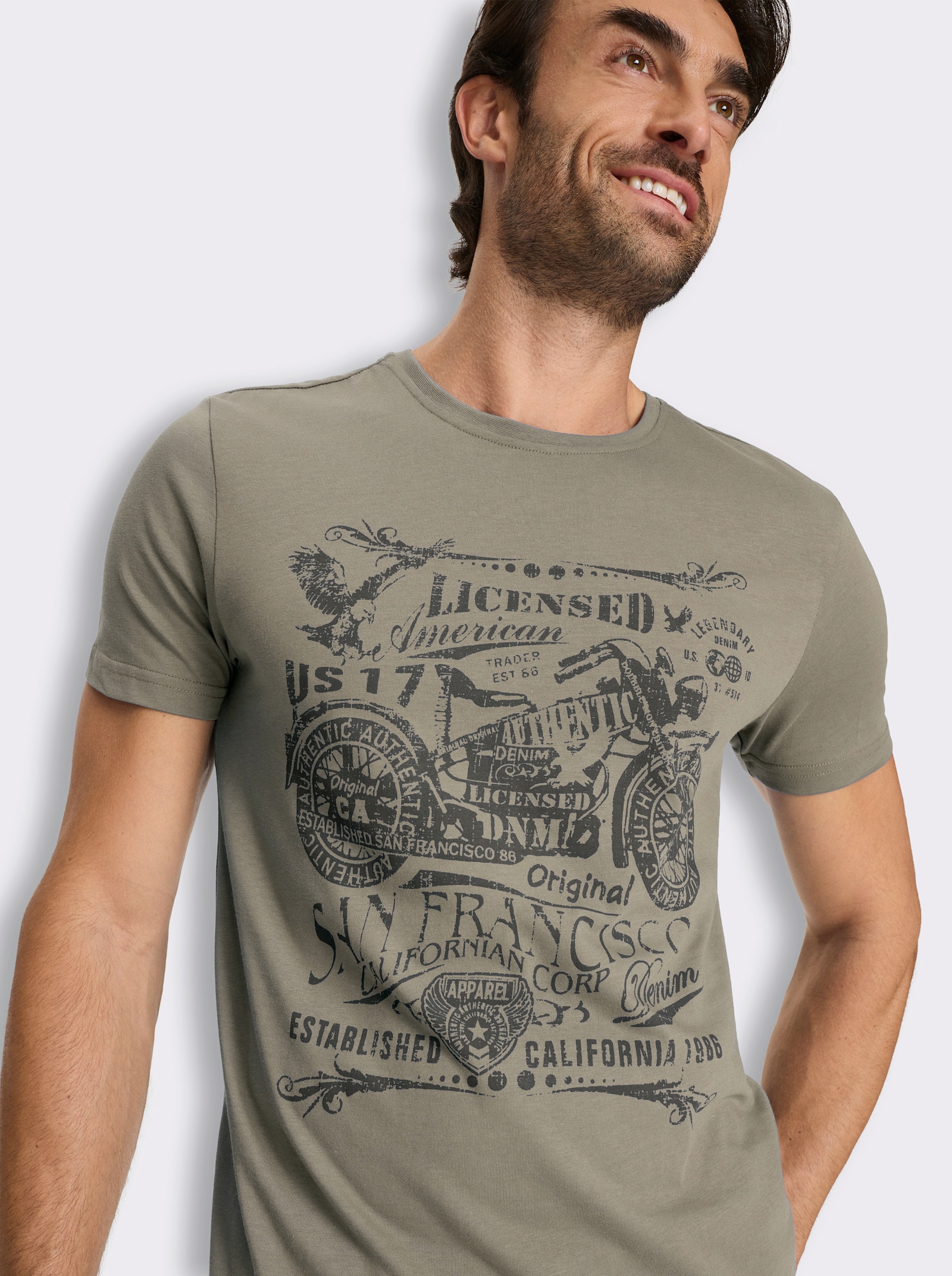 Marco Donati Kurzarmshirt mit Front-Print, Baumwolle - schlamm-bedruckt