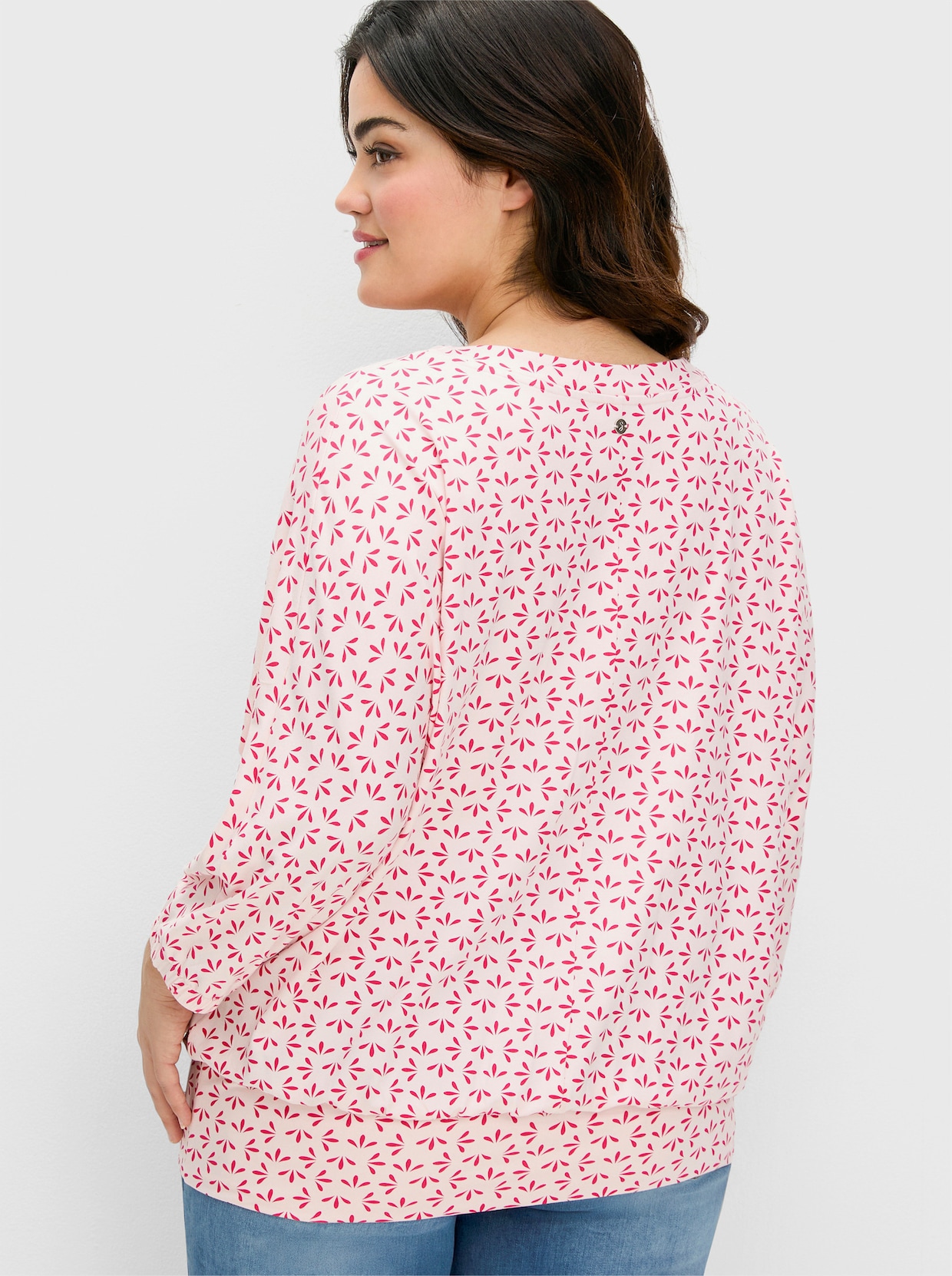 sheego Fledermausshirt - blumiges pink-gemustert